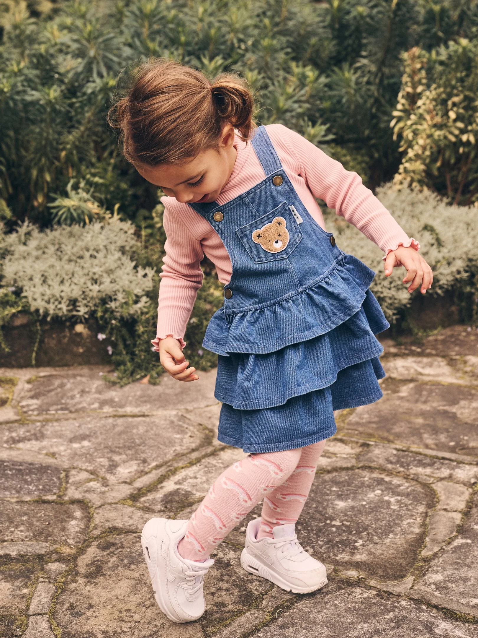 Huxbear Knit Denim Frill Overall Dress - Image 2
