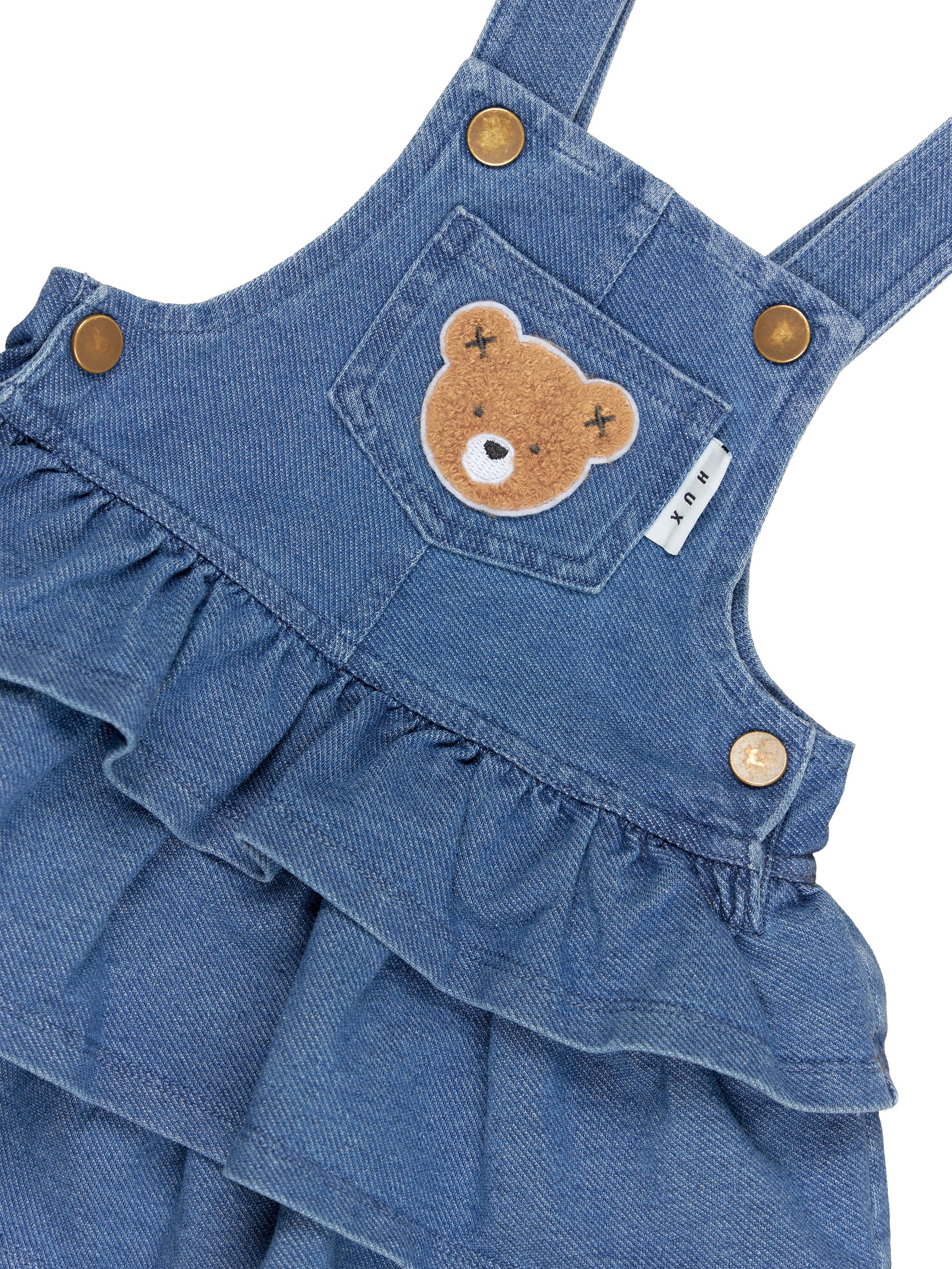Huxbear Knit Denim Frill Overall Dress - Image 3