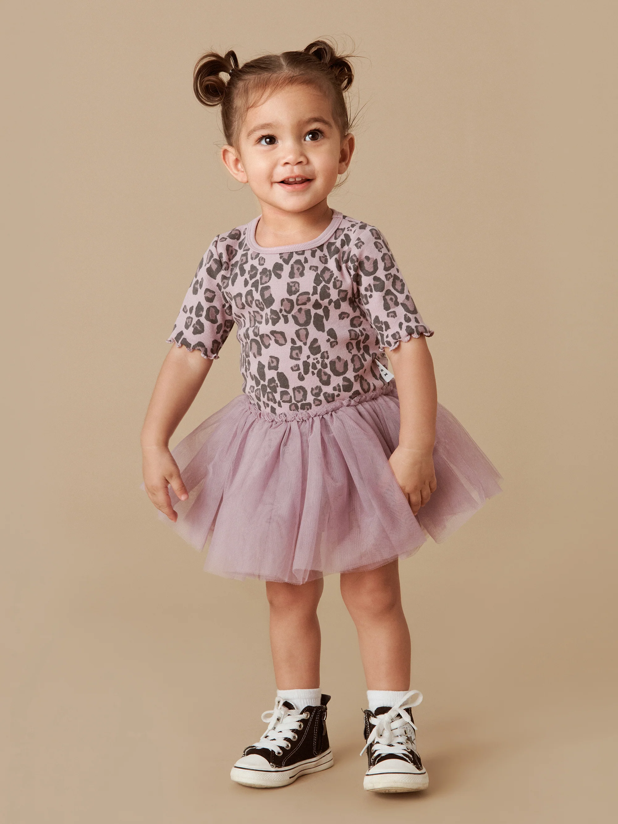 Huxbaby Jaguar Rib Short Sleeve Ballet Dress - Lilac - Image 2