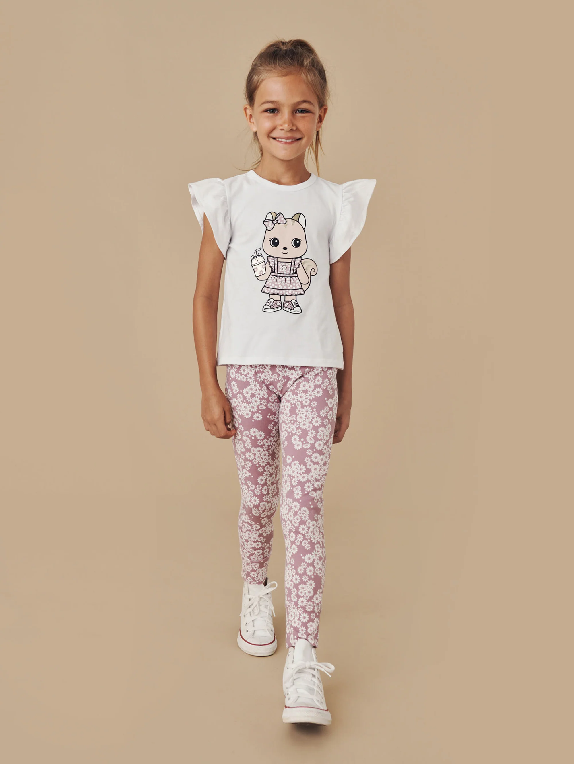 Huxbaby Legging - Grape Daisy Print - Image 2