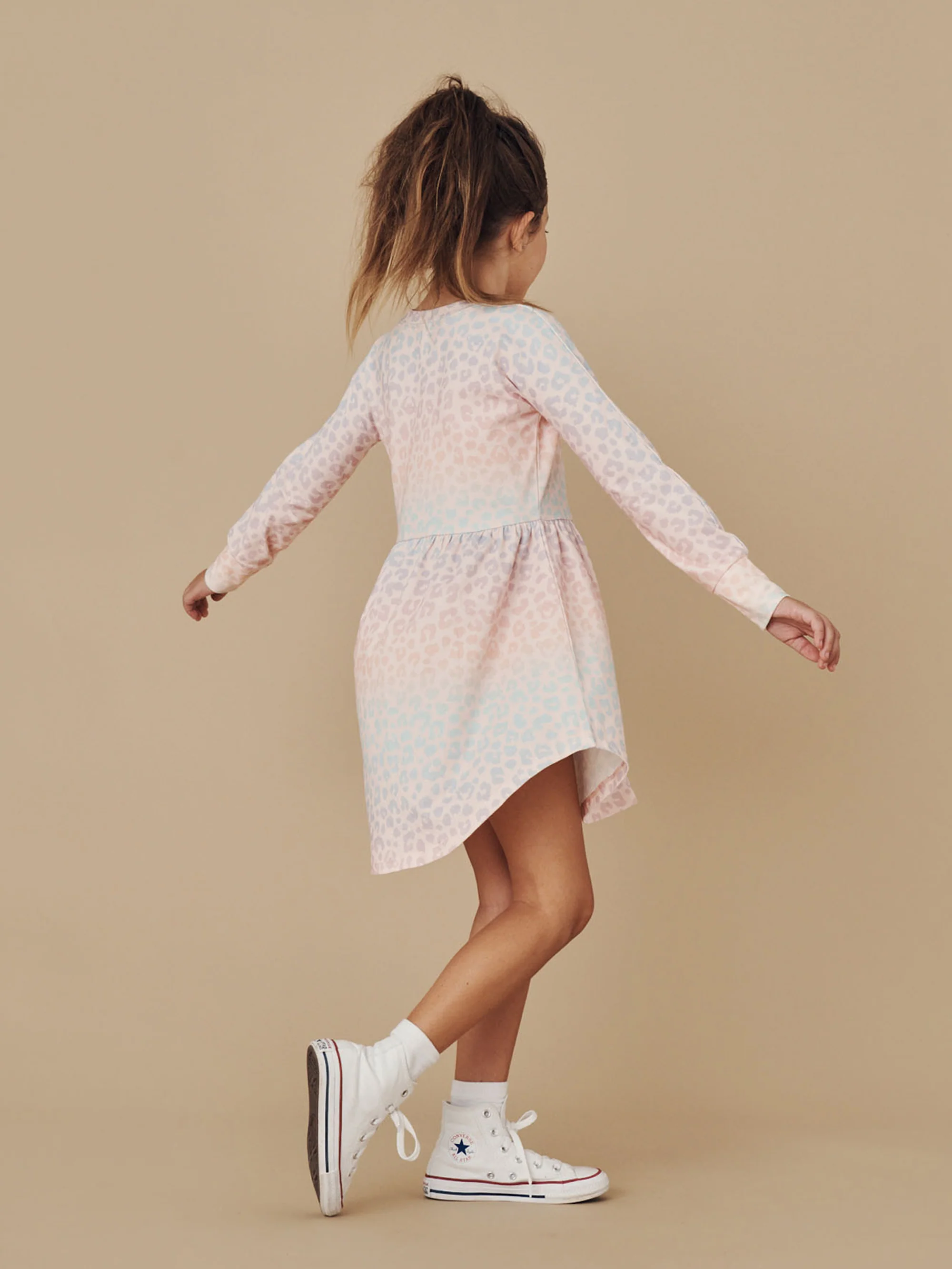 Huxbaby Long Sleeve Swirl Dress - Rainbow Hidden Hux Print - Image 2