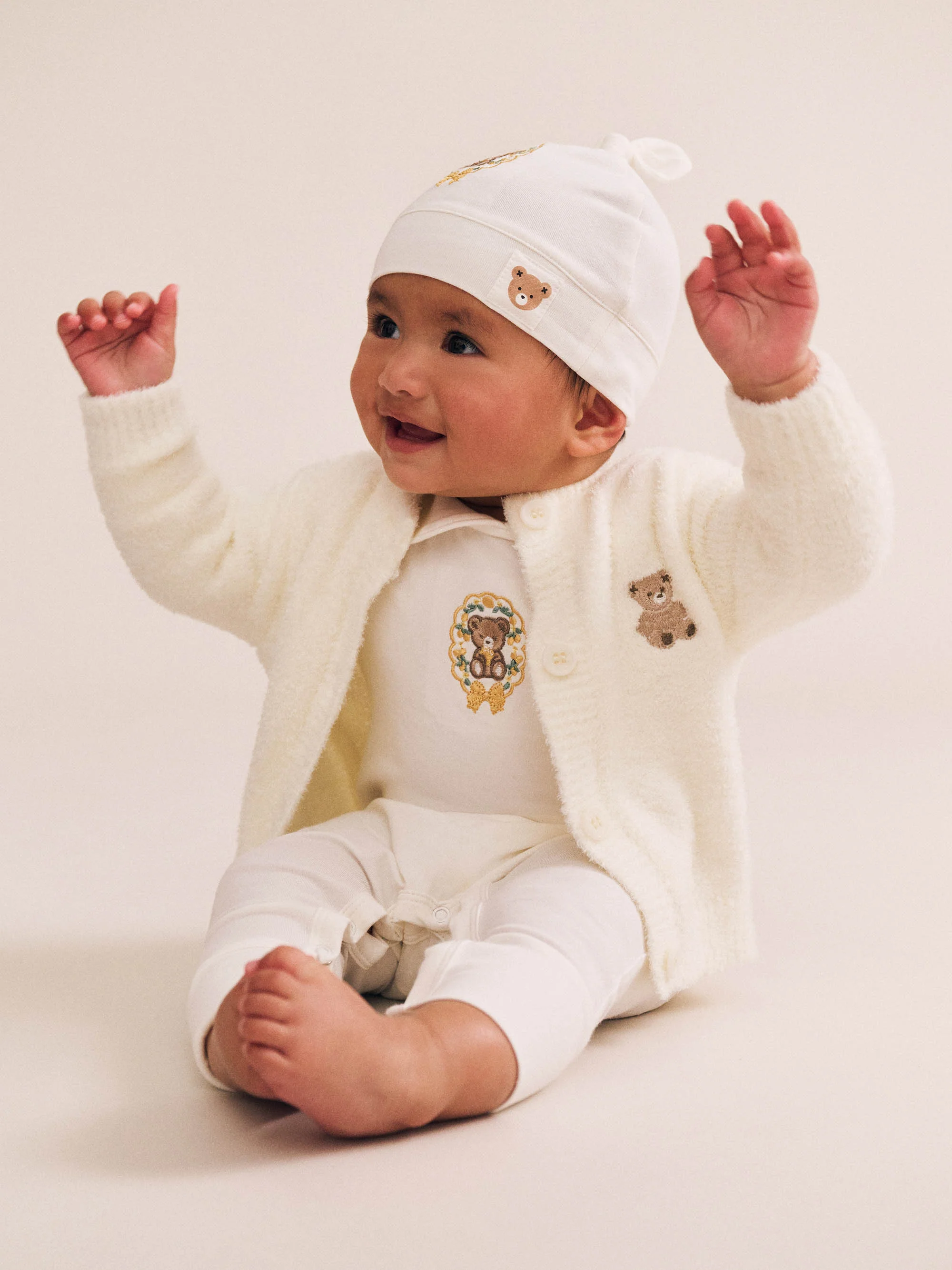 My First Hux Almond Milk 4Pc Boucle Newborn Set - Image 3