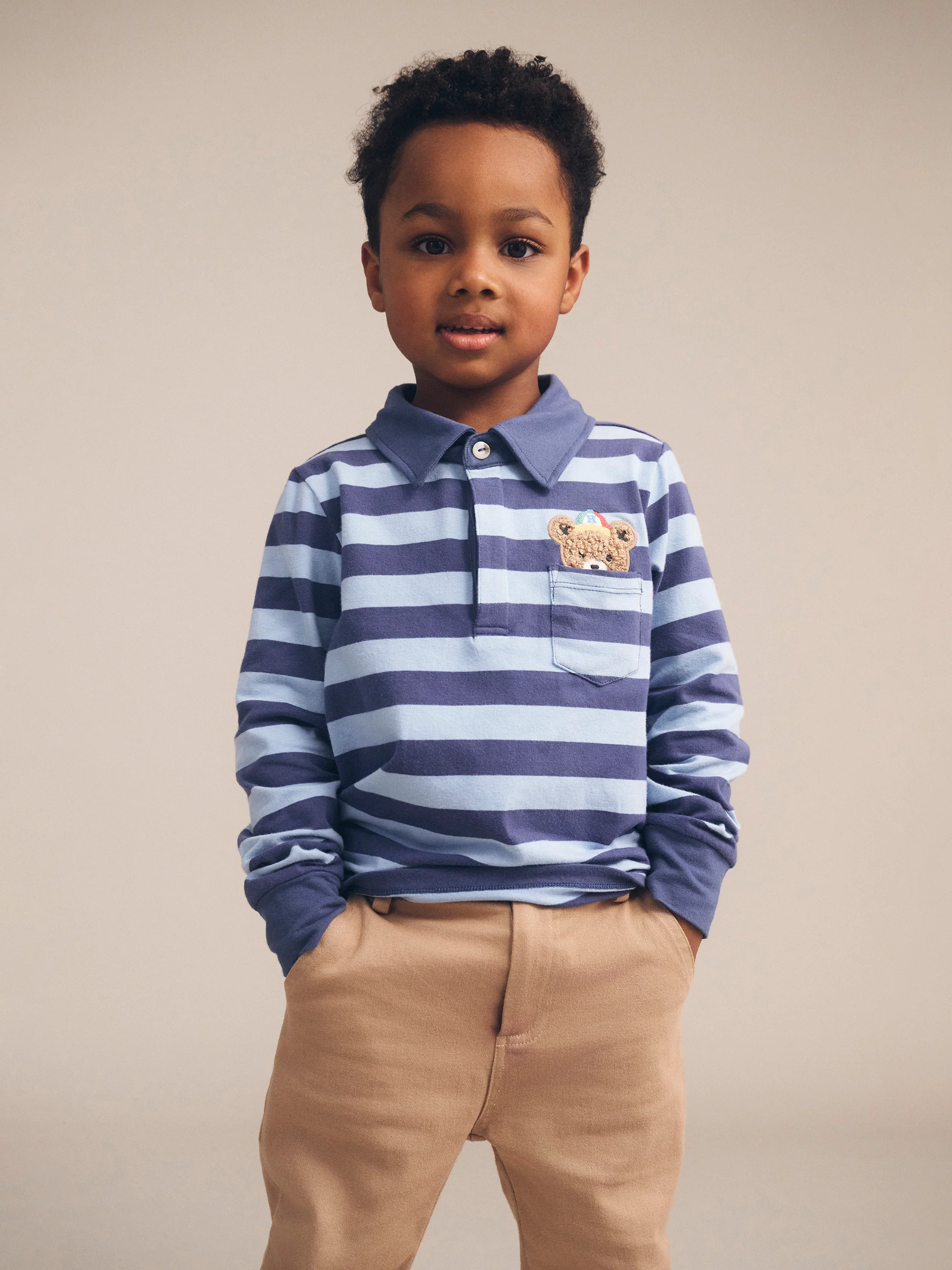 Huxbaby Peeping Hux Blue Stripe Polo - Image 3