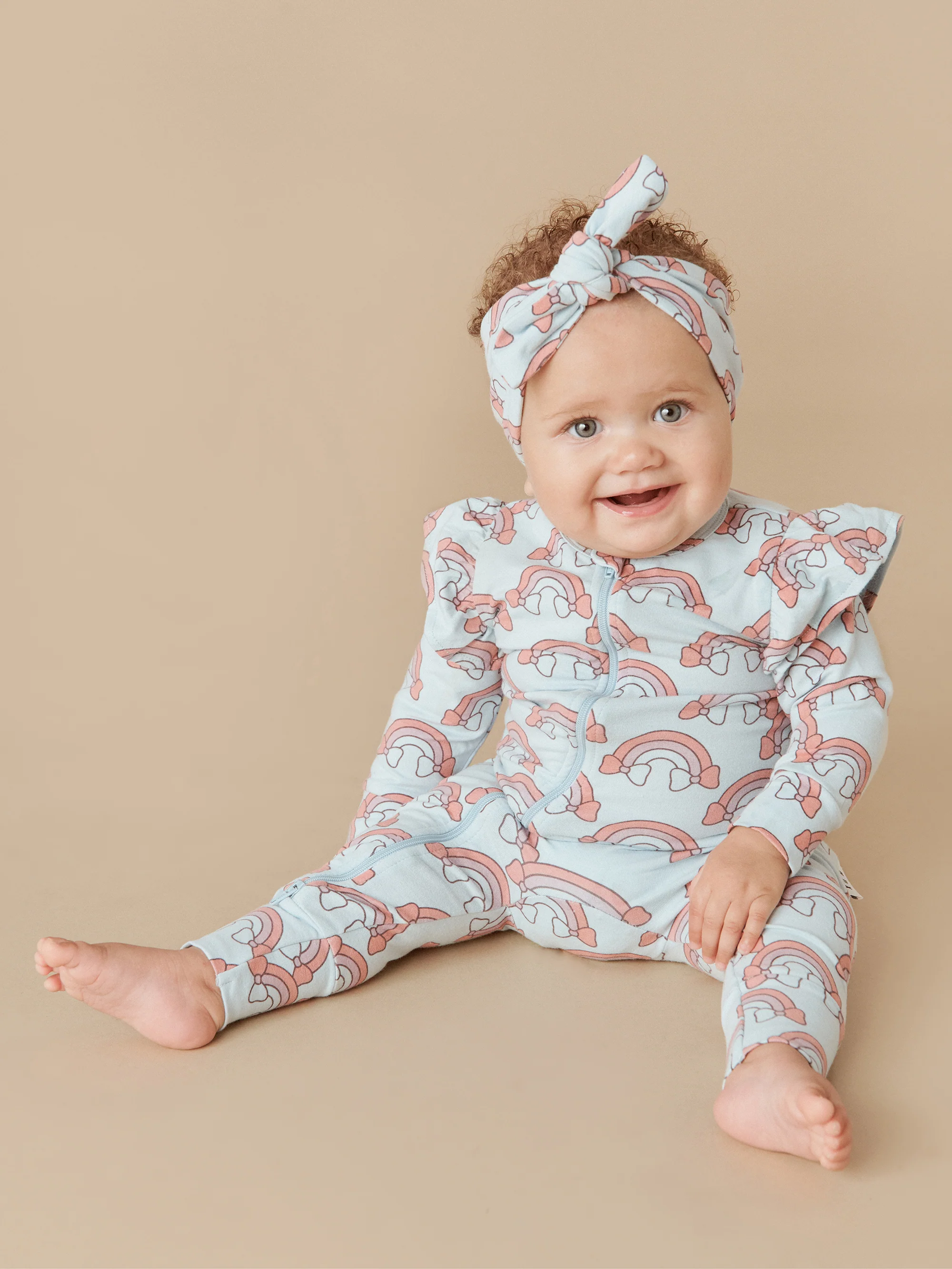 Huxbaby Rainbow 2Pk Headband - Sky + Dusty Rose - Image 2