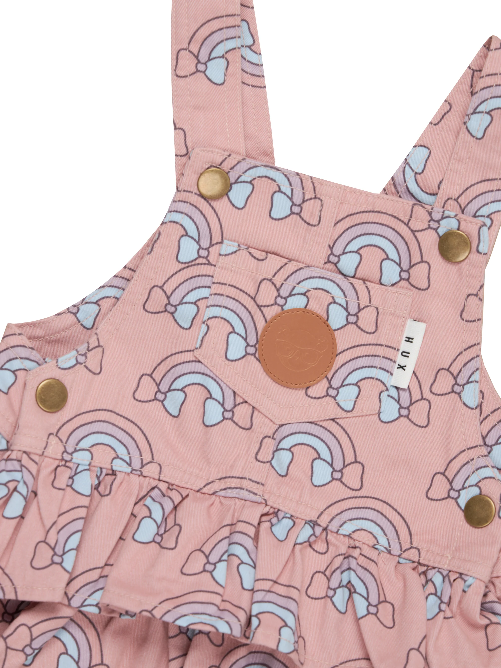 Huxbaby Rainbow Overall Frill Dress - Dusty Rose - Image 4