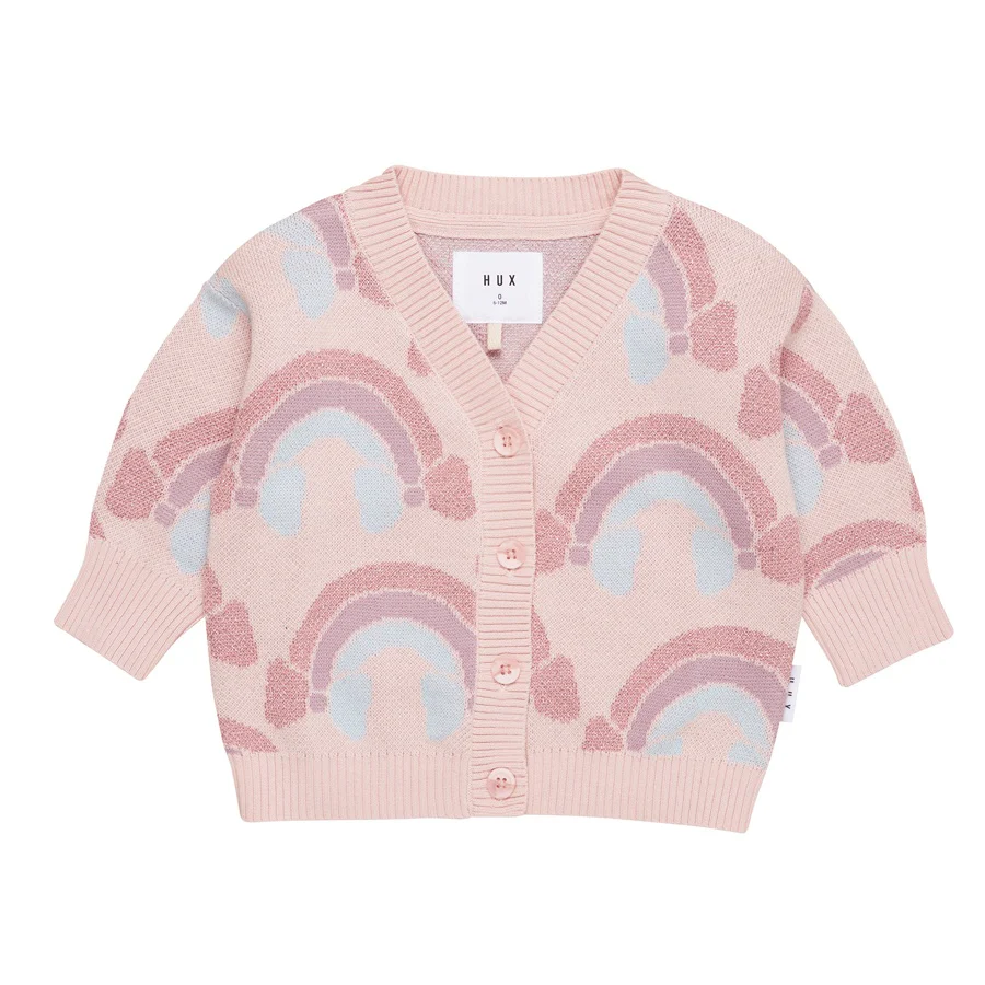 Huxbaby Rainbow Boxy Cardigan - Rose