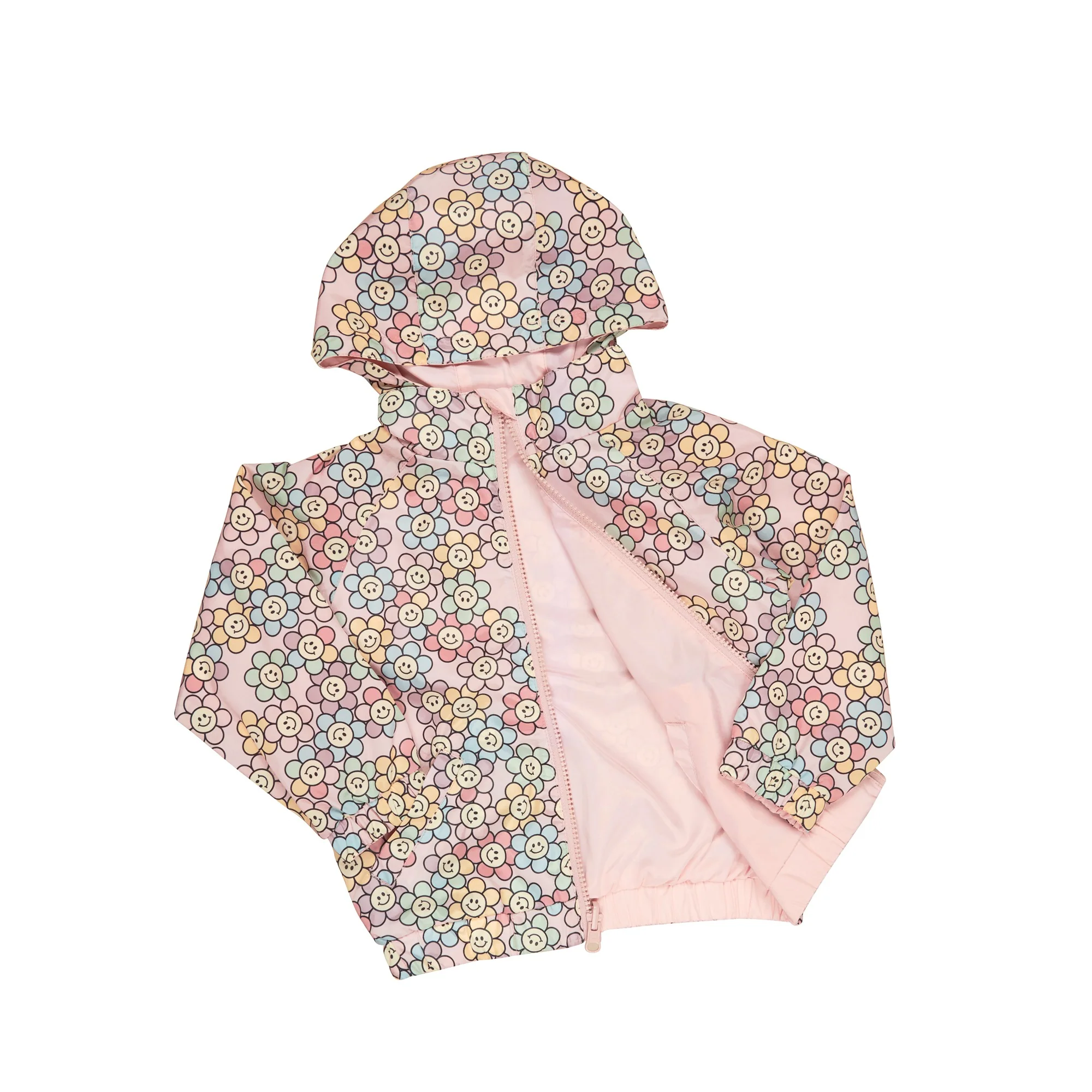 Rainbow Daisy Reversible Rain Jacket - Multi + Rose Petal - Image 3