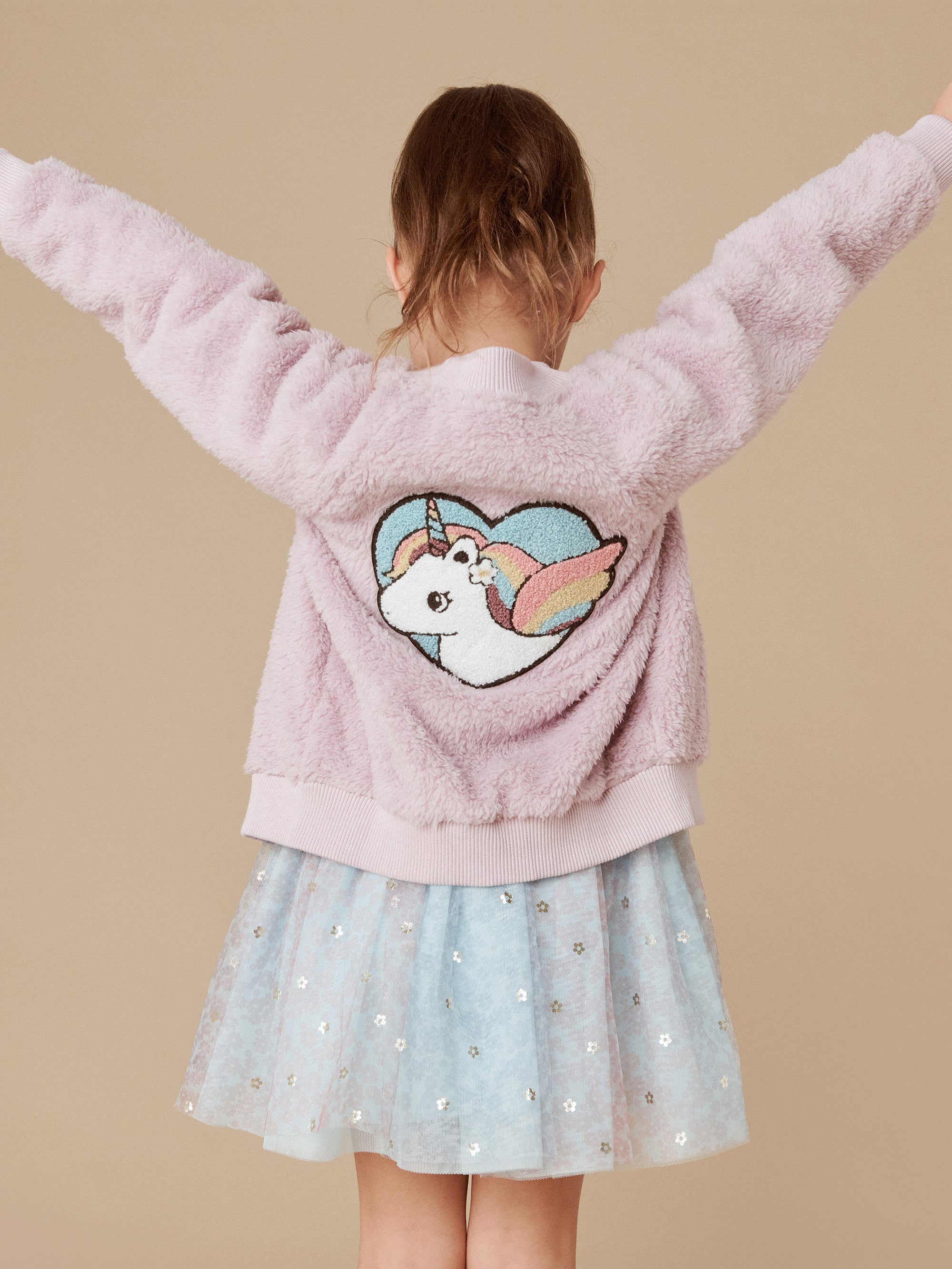 Huxbaby Rainbow Flower Rib Long Sleeve Ballet Dress - Sky - Image 6