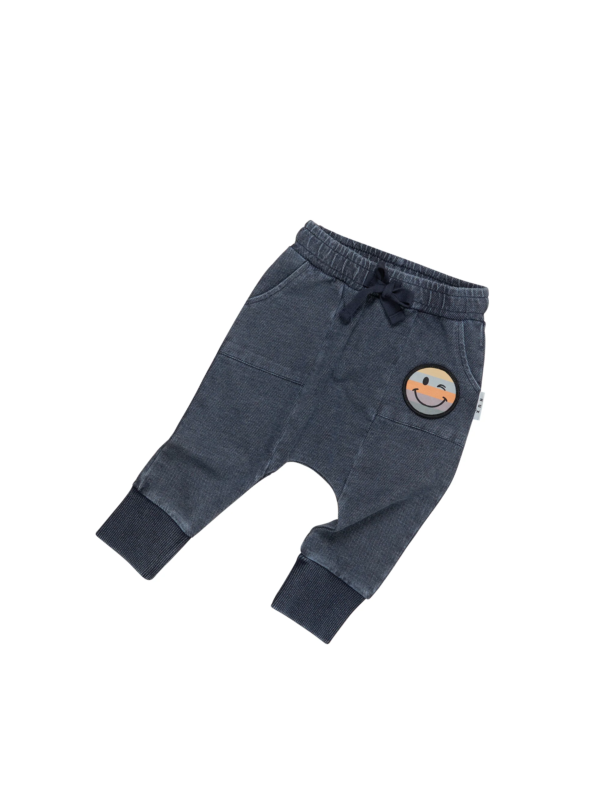 Huxbaby Rainbow Smiley Pocket Drop Crotch Pant - Denim - Image 4