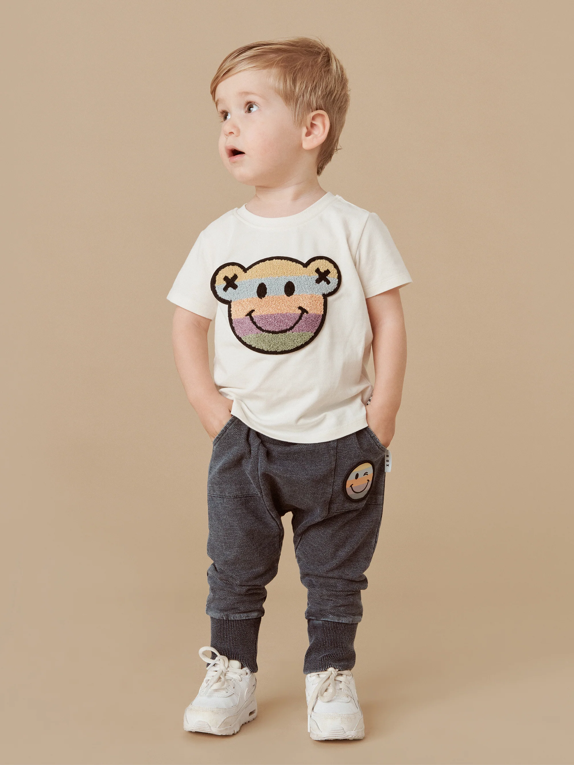 Huxbaby Rainbow Smiley Pocket Drop Crotch Pant - Denim - Image 8