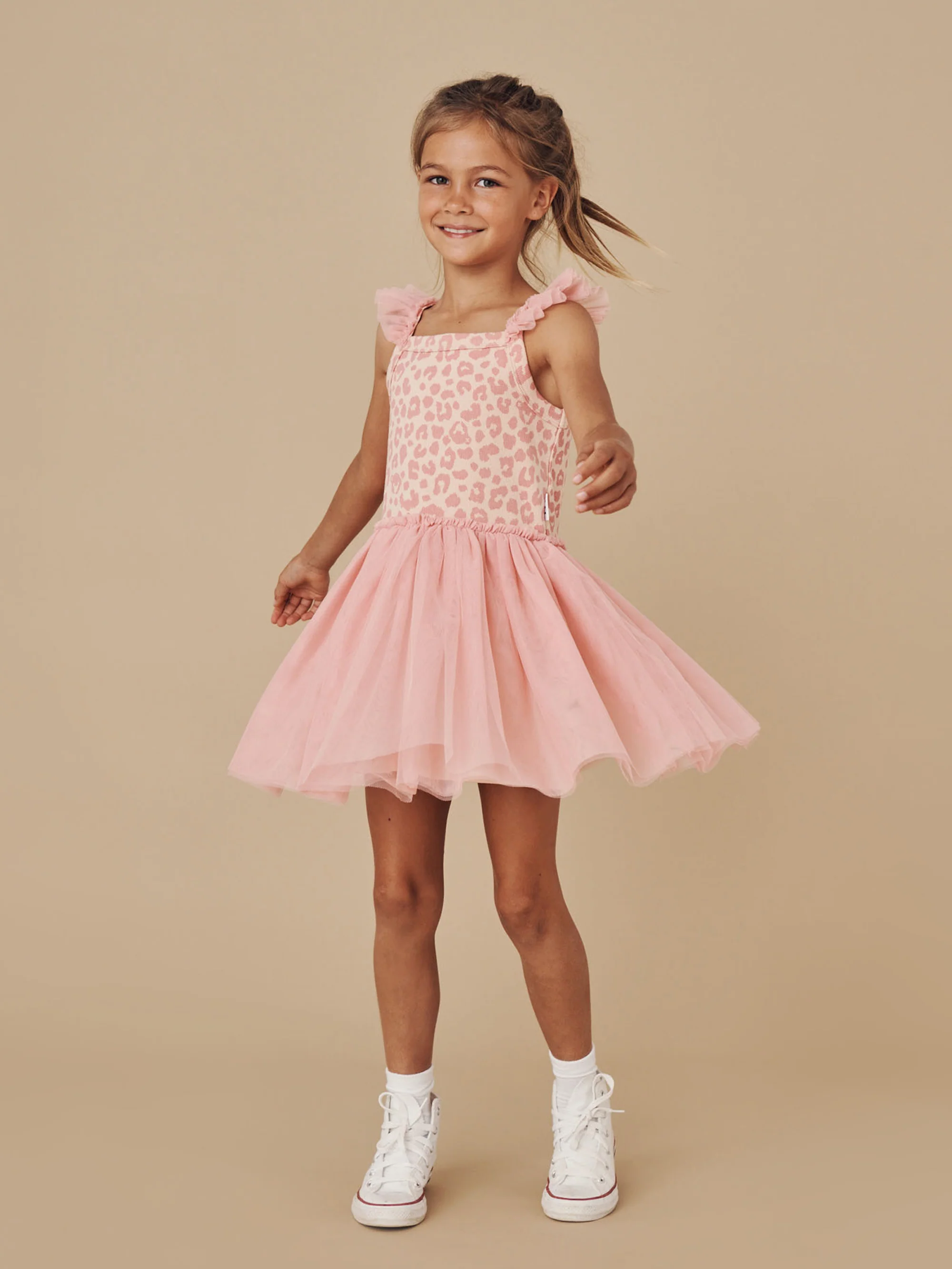 Huxbaby Rib Ballet Dress - Peach Hidden Hux Print - Image 2