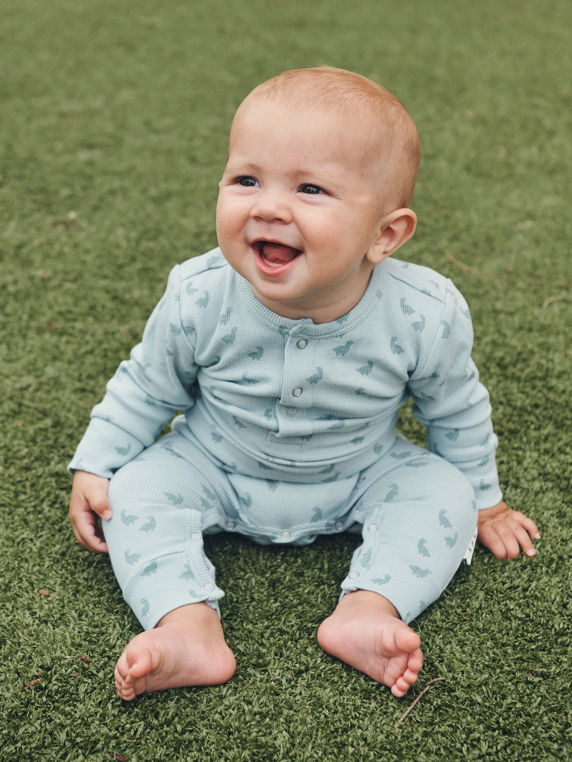Huxbaby Rib Romper - Tiny Dino Print - Image 2