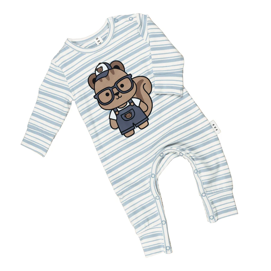 Huxbaby Romper Chippy - Dusty Blue Stripe - Image 3