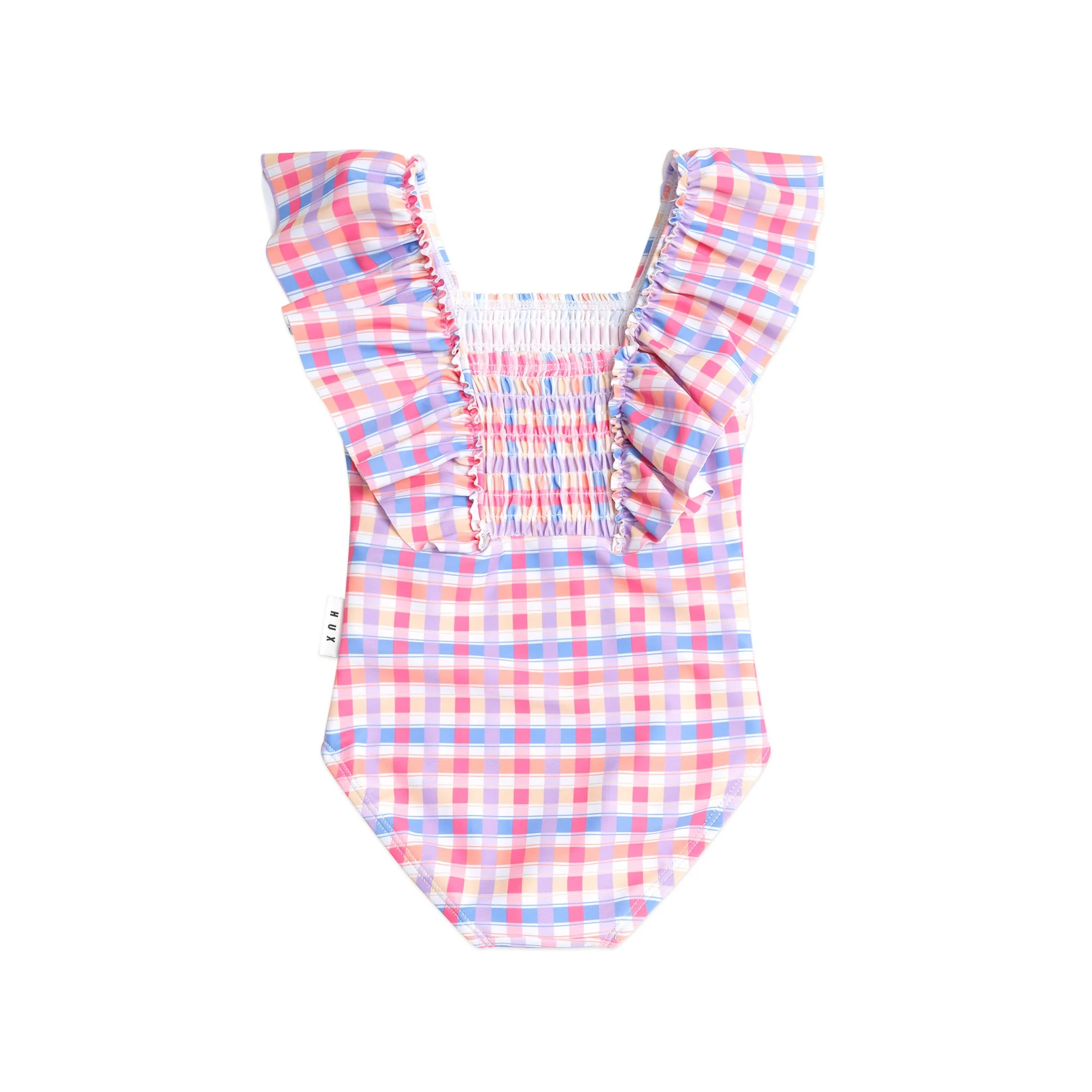 Shirred Frill Swimsuit Rainbow Check - Image 2