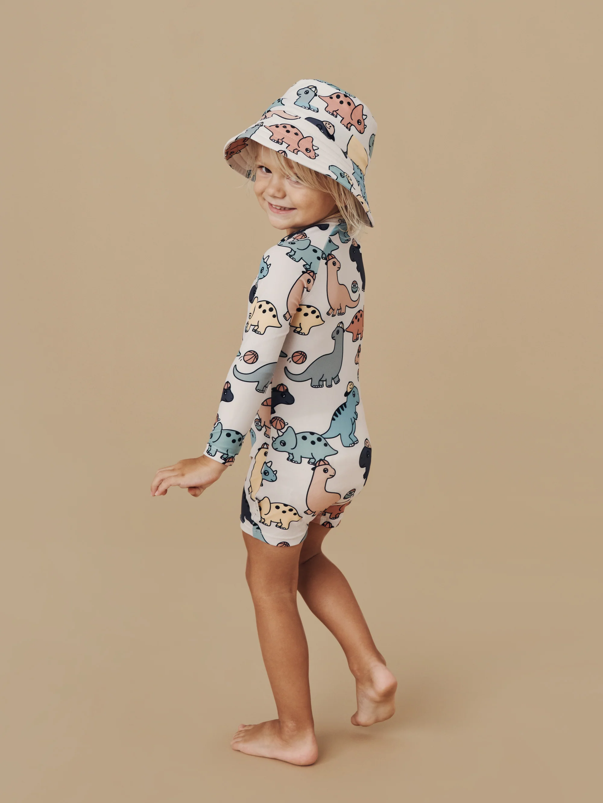 Huxbaby Shortie Zip Rashsuit - B-Ball Dino Print - Image 2