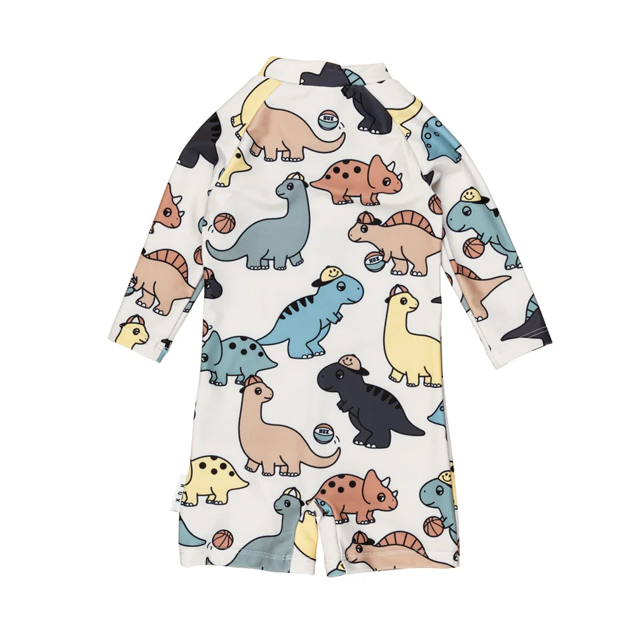 Huxbaby Shortie Zip Rashsuit - B-Ball Dino Print - Image 3