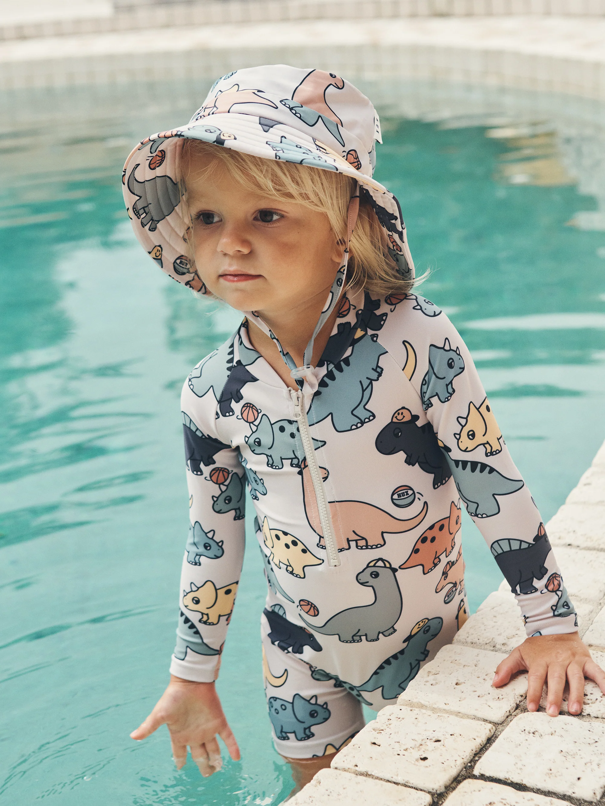 Huxbaby Shortie Zip Rashsuit - B-Ball Dino Print - Image 5