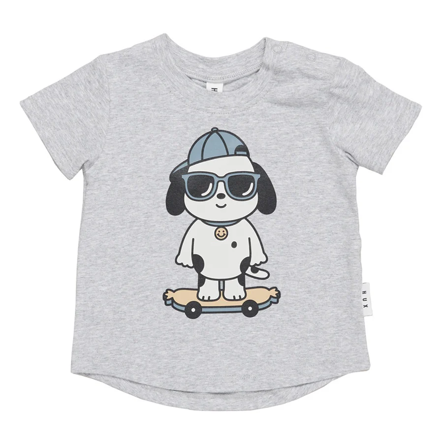 Huxbaby Skater Dog T-Shirt - Grey Marle