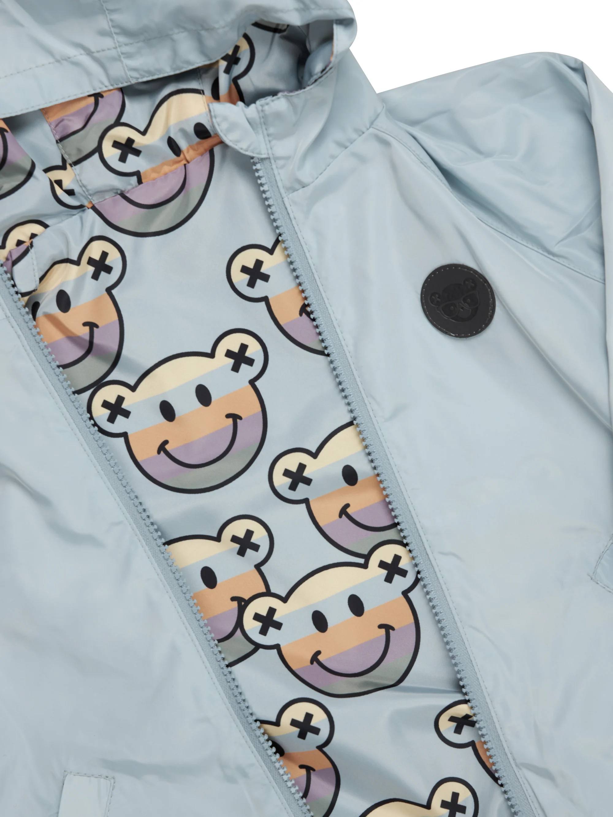 Huxbaby Smile Bear Reversible Rain Jacket - Dusty Sky - Image 3
