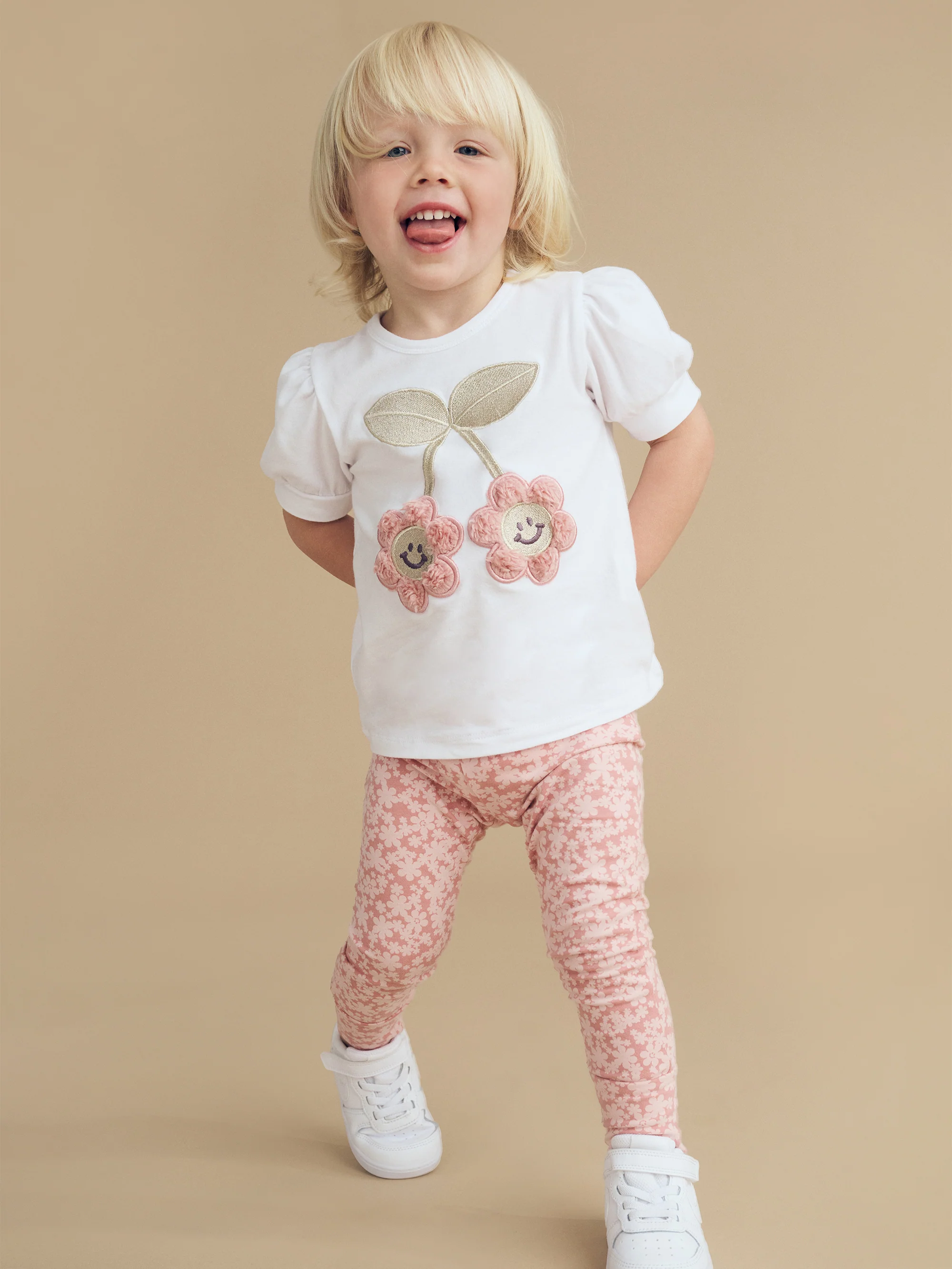 Smile Floral Legging - Dusty Rose - Image 2