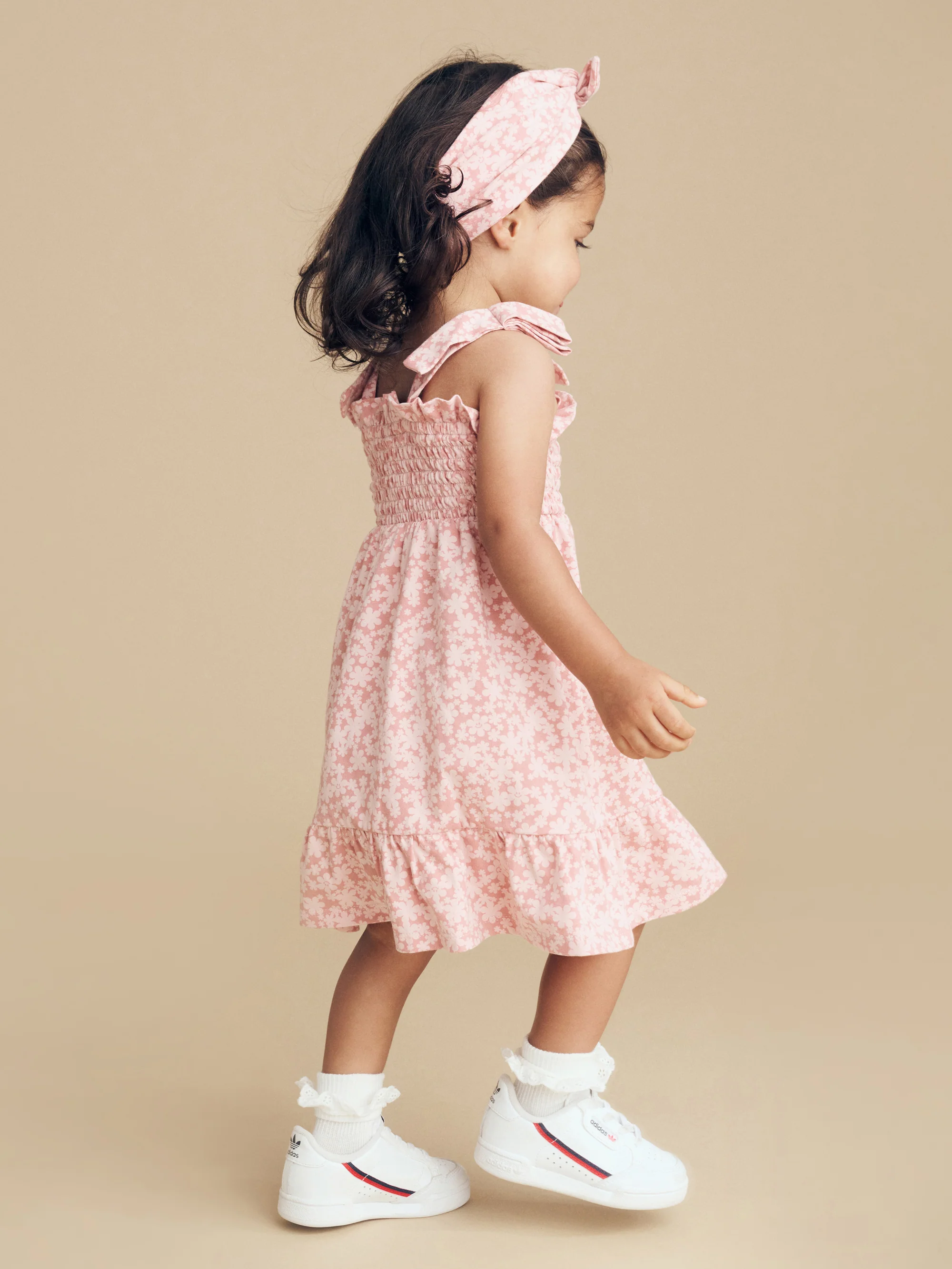 Smile Floral Shirred Dress - Dusty Rose - Image 3