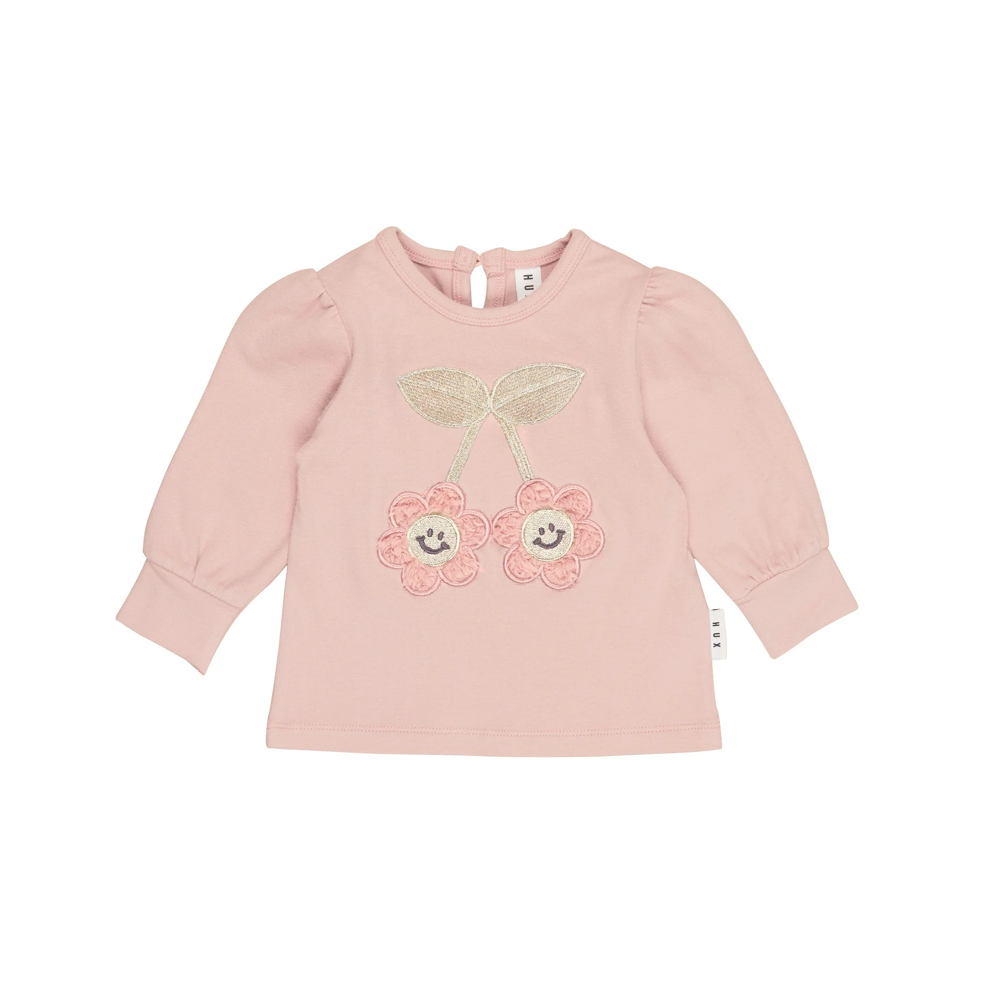 Smile Flower Puff Top - Peony