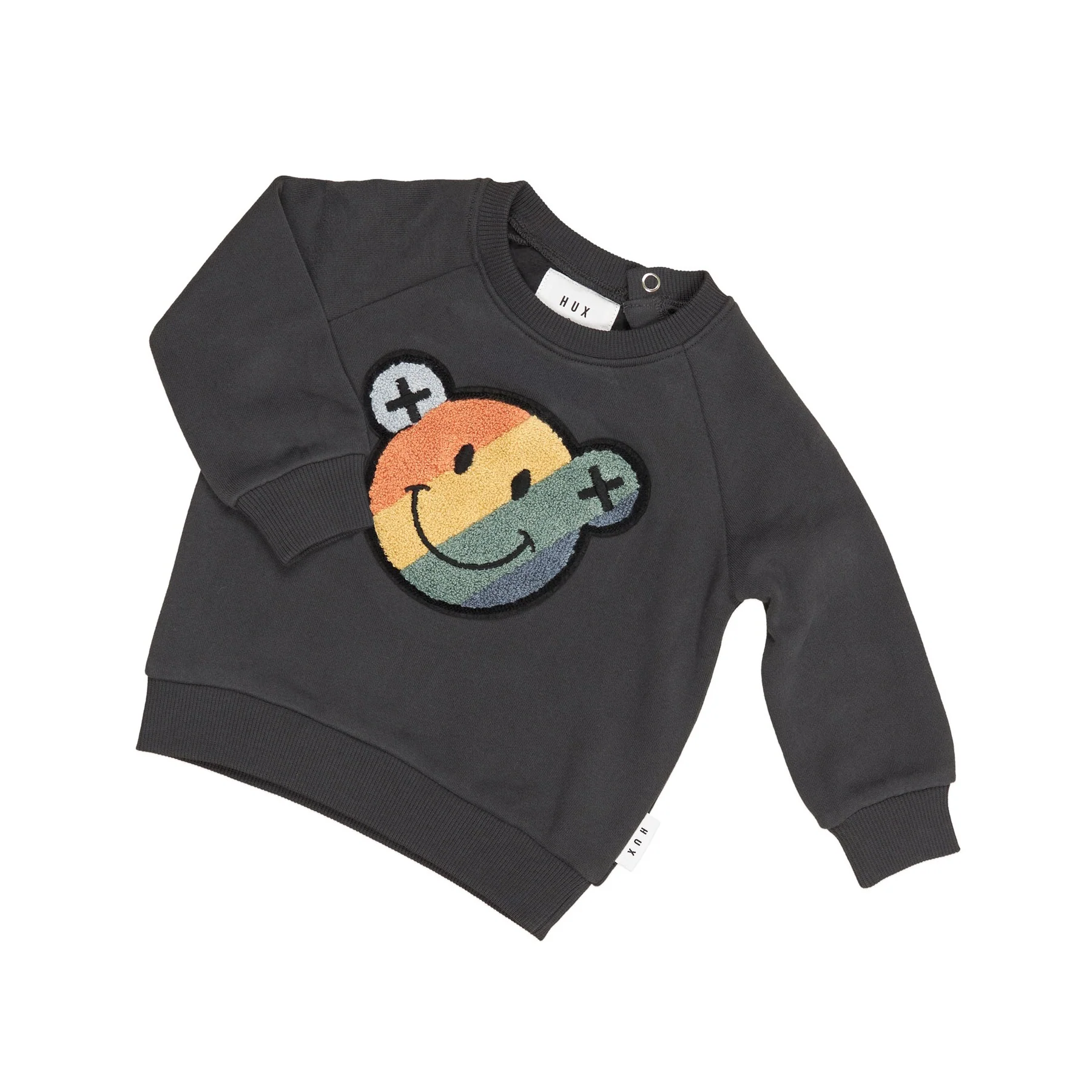 Smiley Rainbow Sweatshirt - Soft Black - Image 4