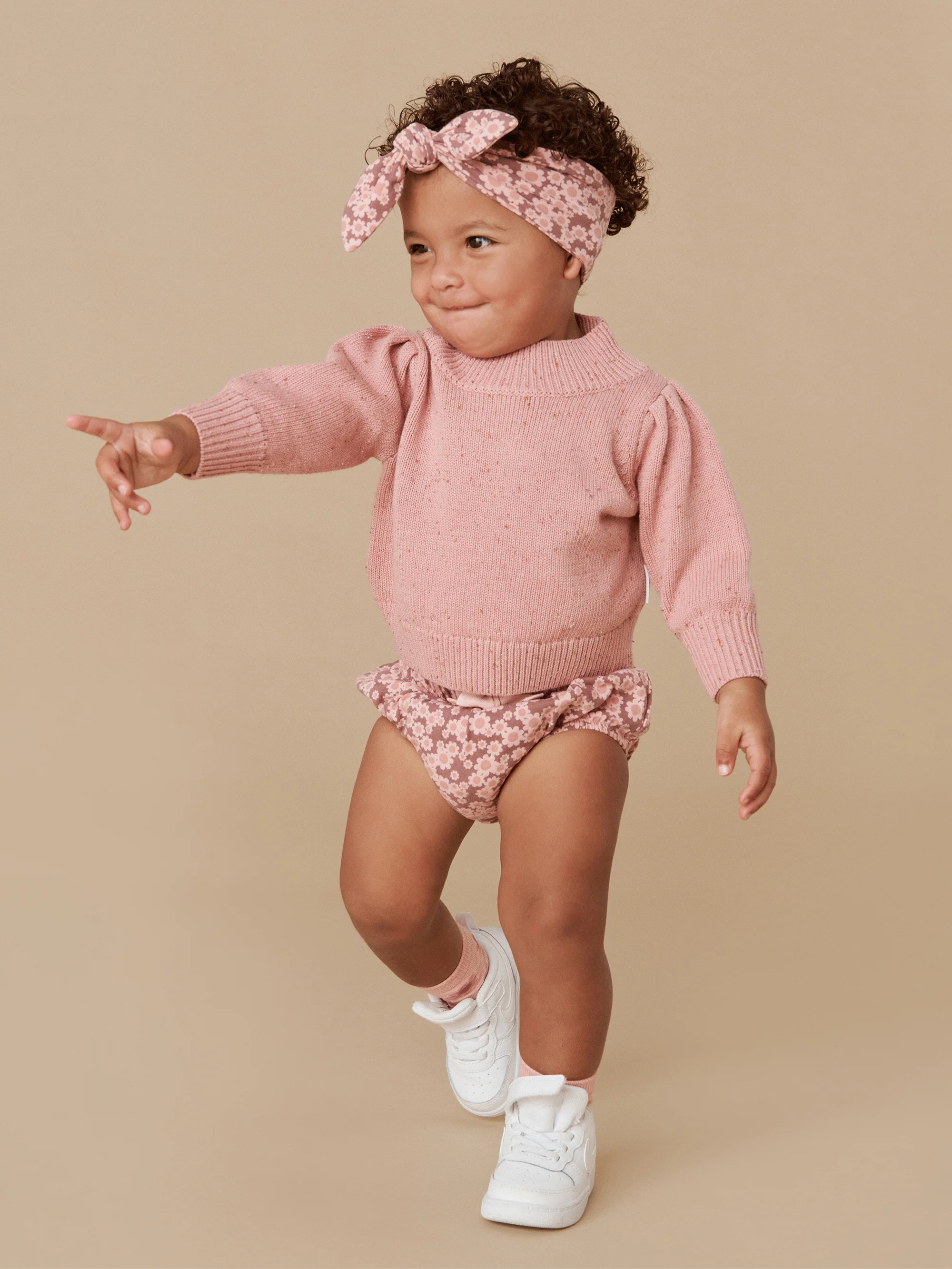 Huxbaby Sprinkles Knit Puff Jumper - Dusty Rose - Image 4