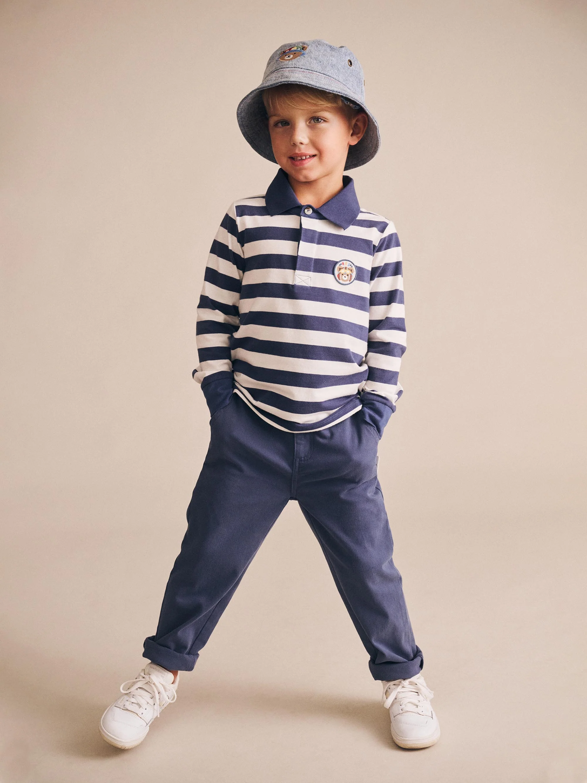 Huxbaby Stripe Polo Longsleeve Top - Image 3