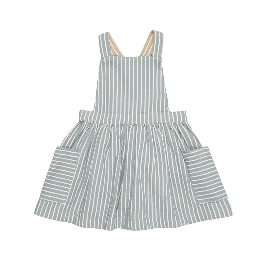 Huxbaby Stripe Reversible Pinafore - Teal + Biscuit
