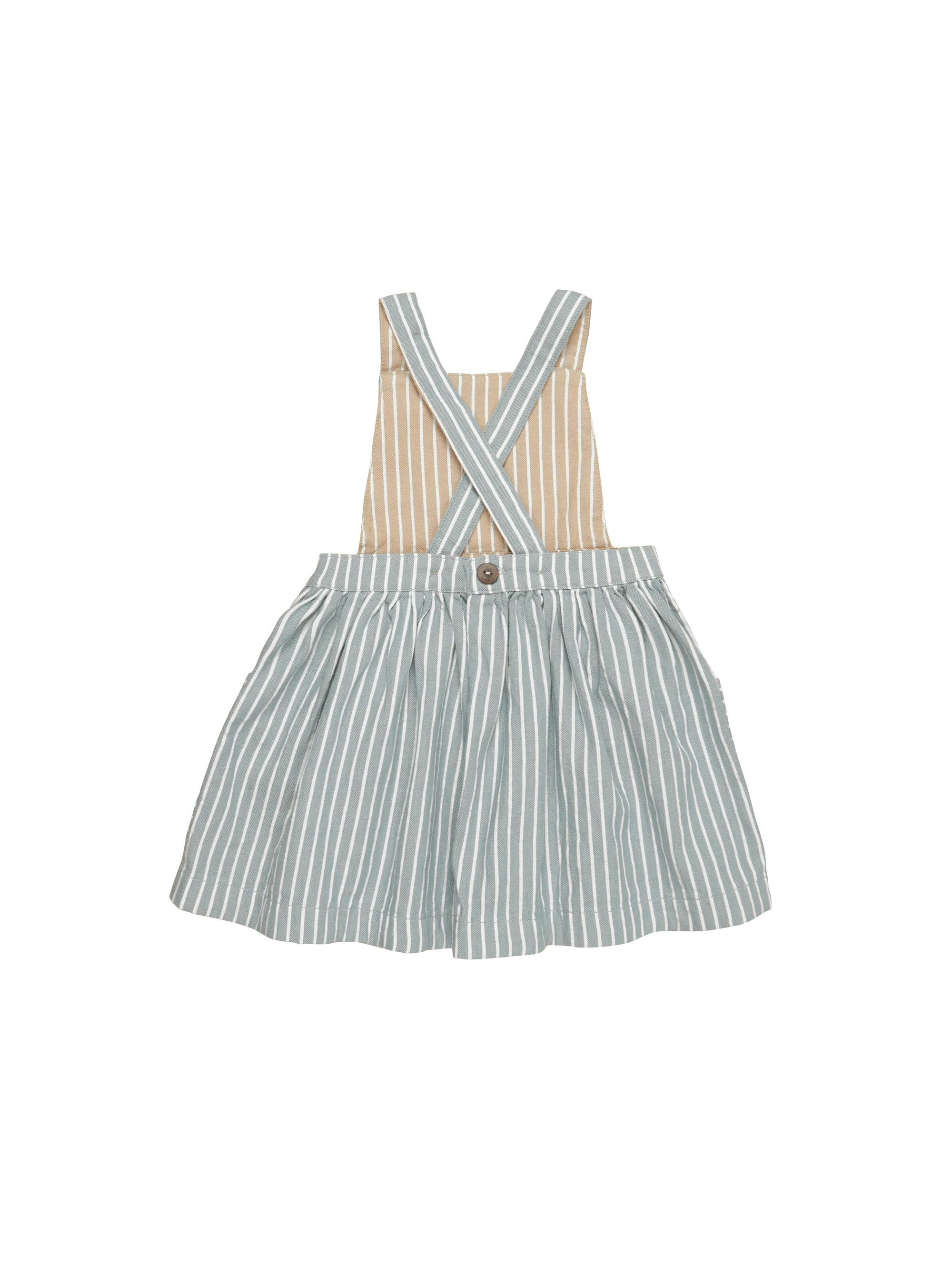 Huxbaby Stripe Reversible Pinafore - Teal + Biscuit - Image 7