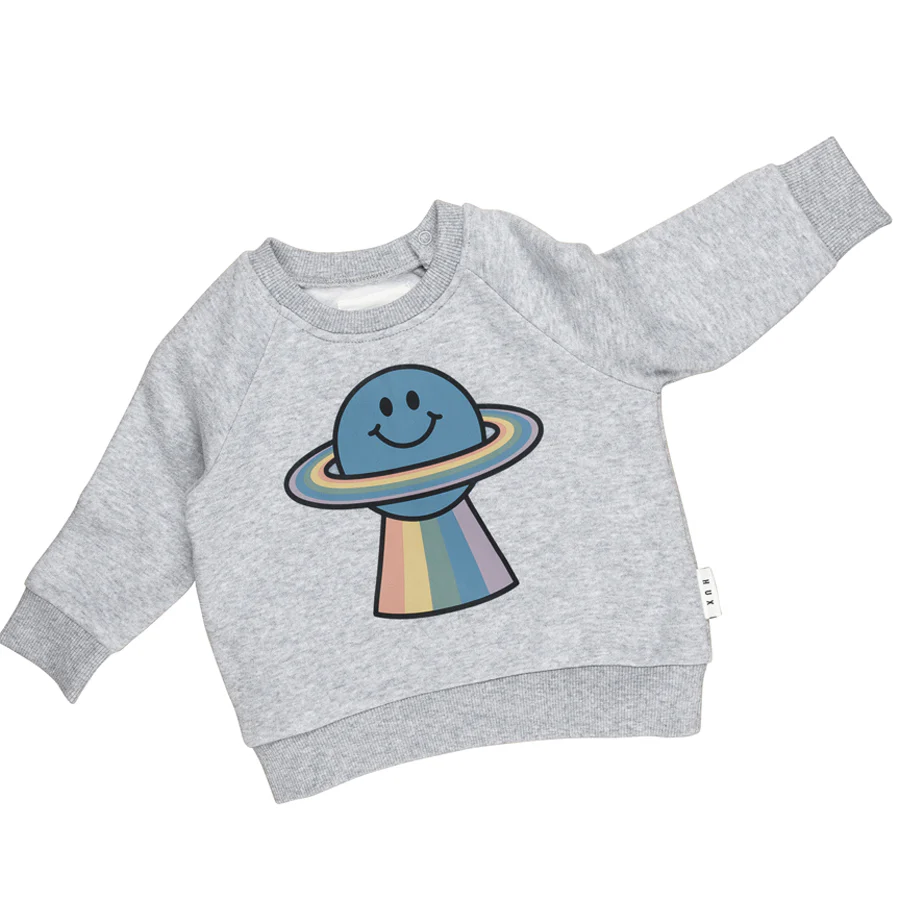 Huxbaby Sweatshirt Rainbow Planet - Grey Marle - Image 4