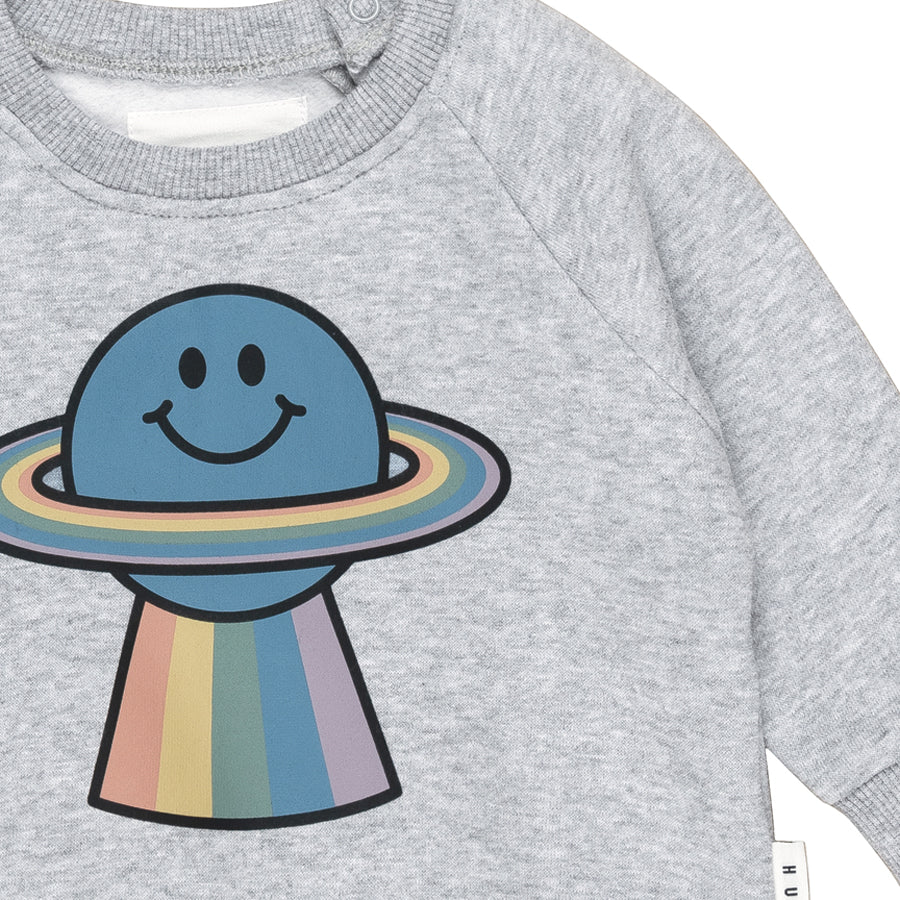 Huxbaby Sweatshirt Rainbow Planet - Grey Marle - Image 5