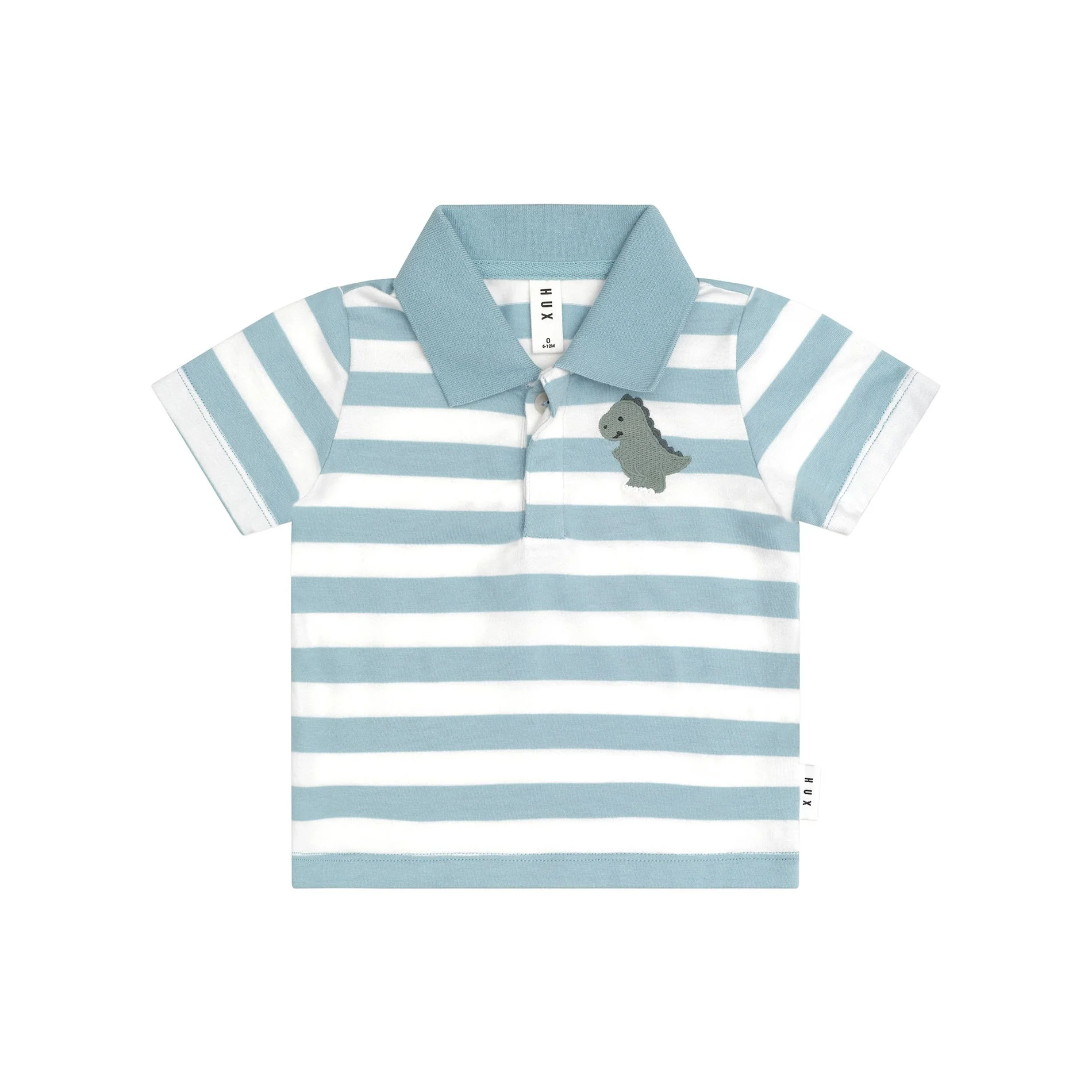 T-Rex Stripe Polo T-Shirt - Marine Blue/Almond Milk