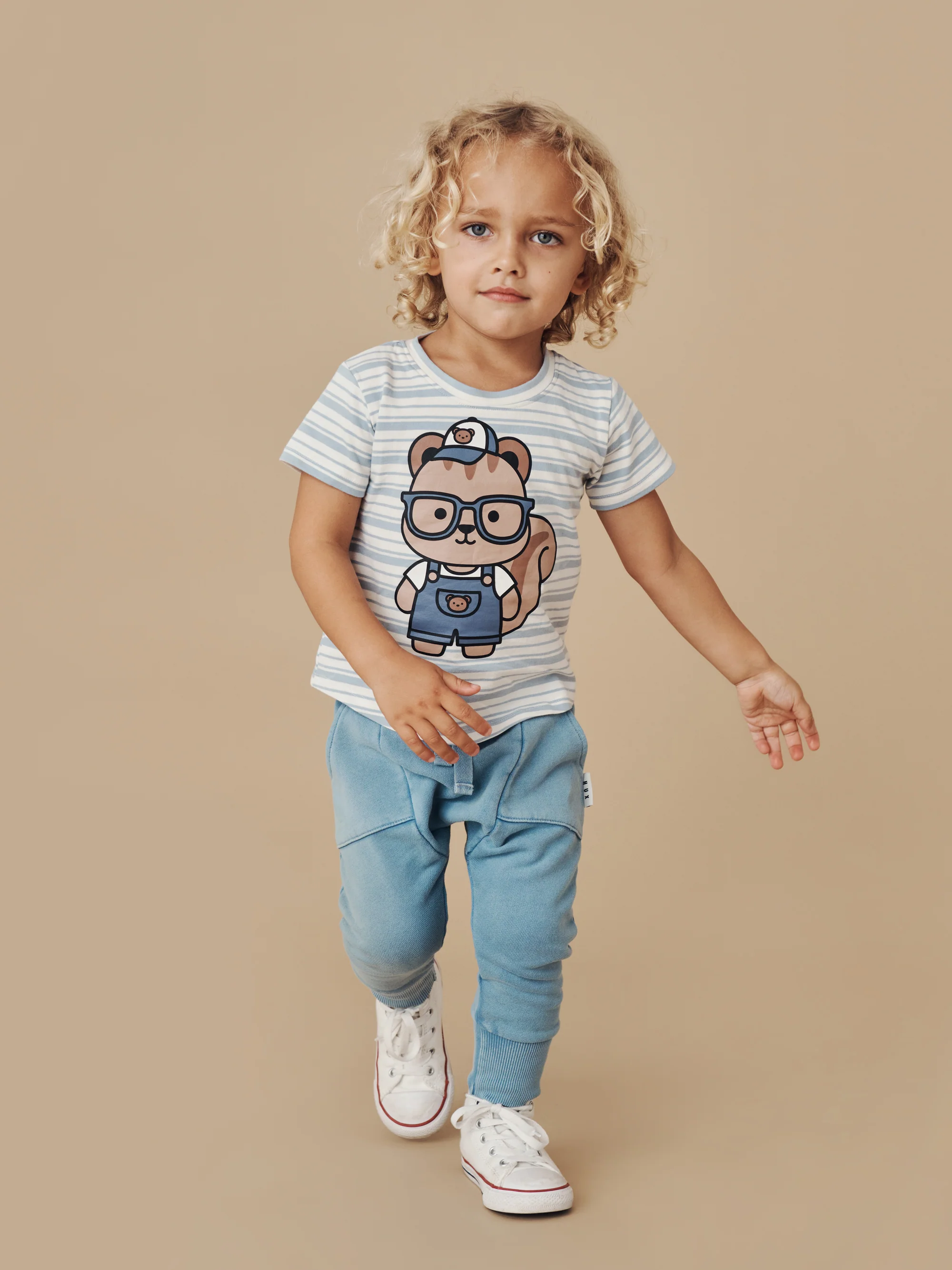 Huxbaby T-Shirt Chippy - Dusty Blue Stripe - Image 2