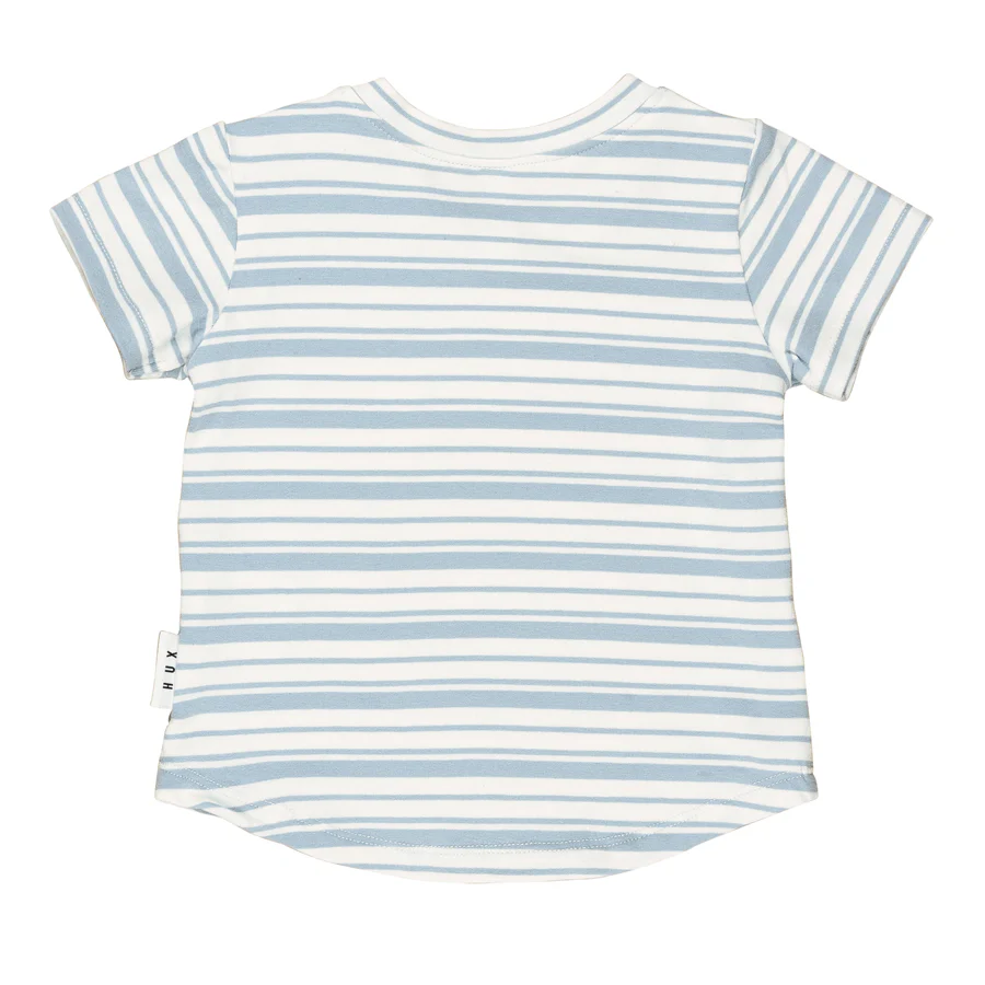 Huxbaby T-Shirt Chippy - Dusty Blue Stripe - Image 3