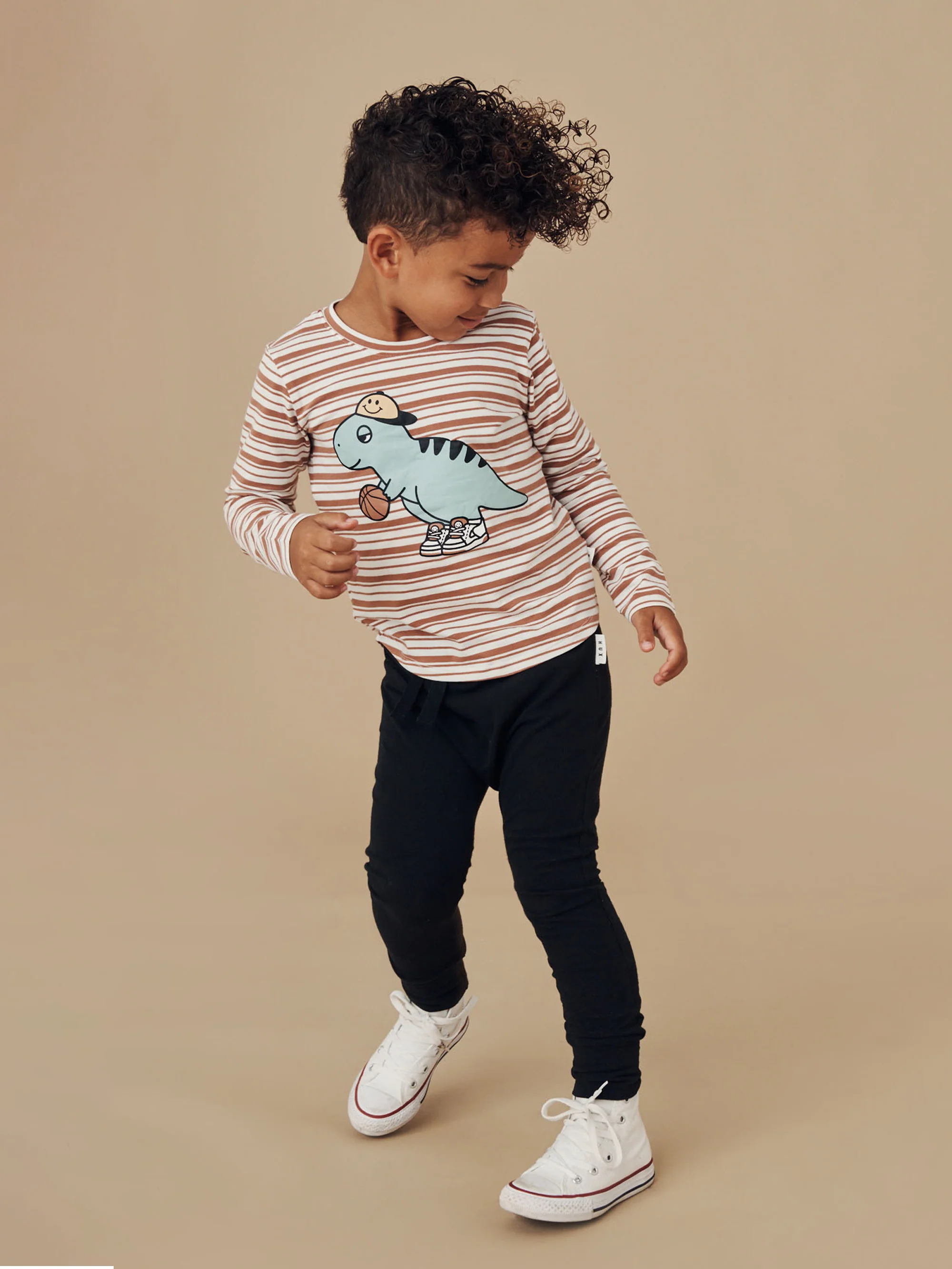 Huxbaby Top B-Ball Dino - Clay Stripe - Image 2