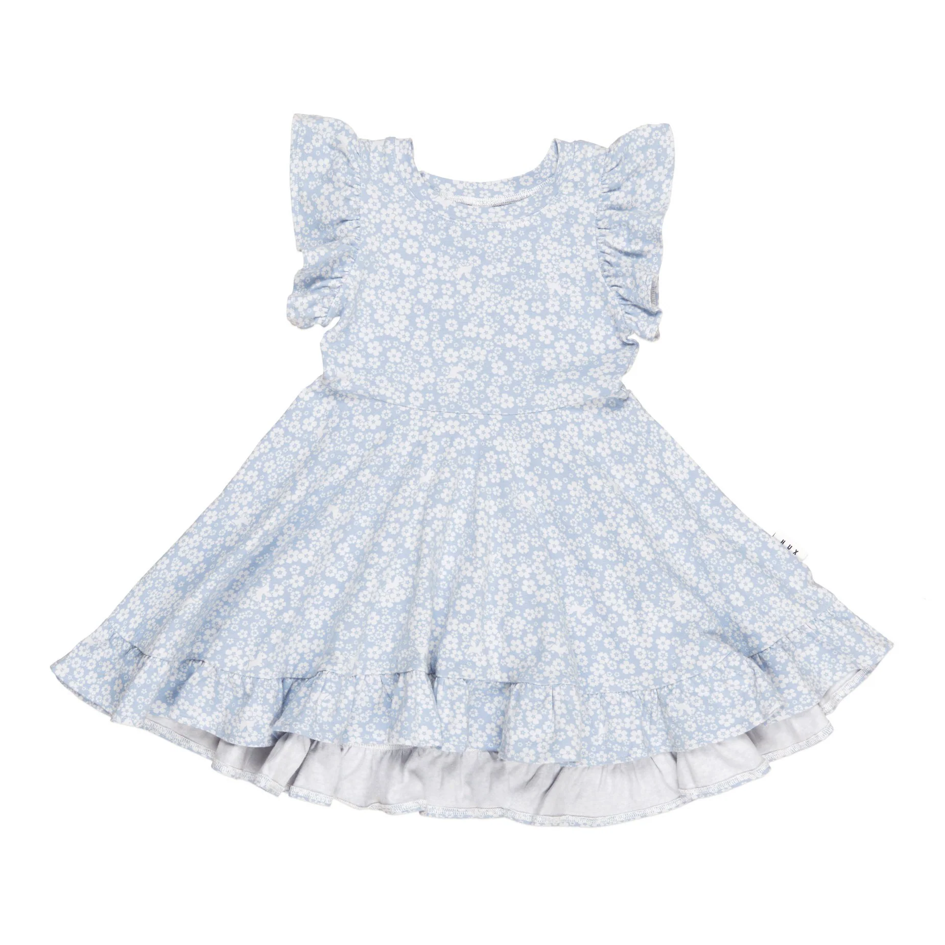 Unicorn Surprise Frill Swing Dress - Dusty Blue