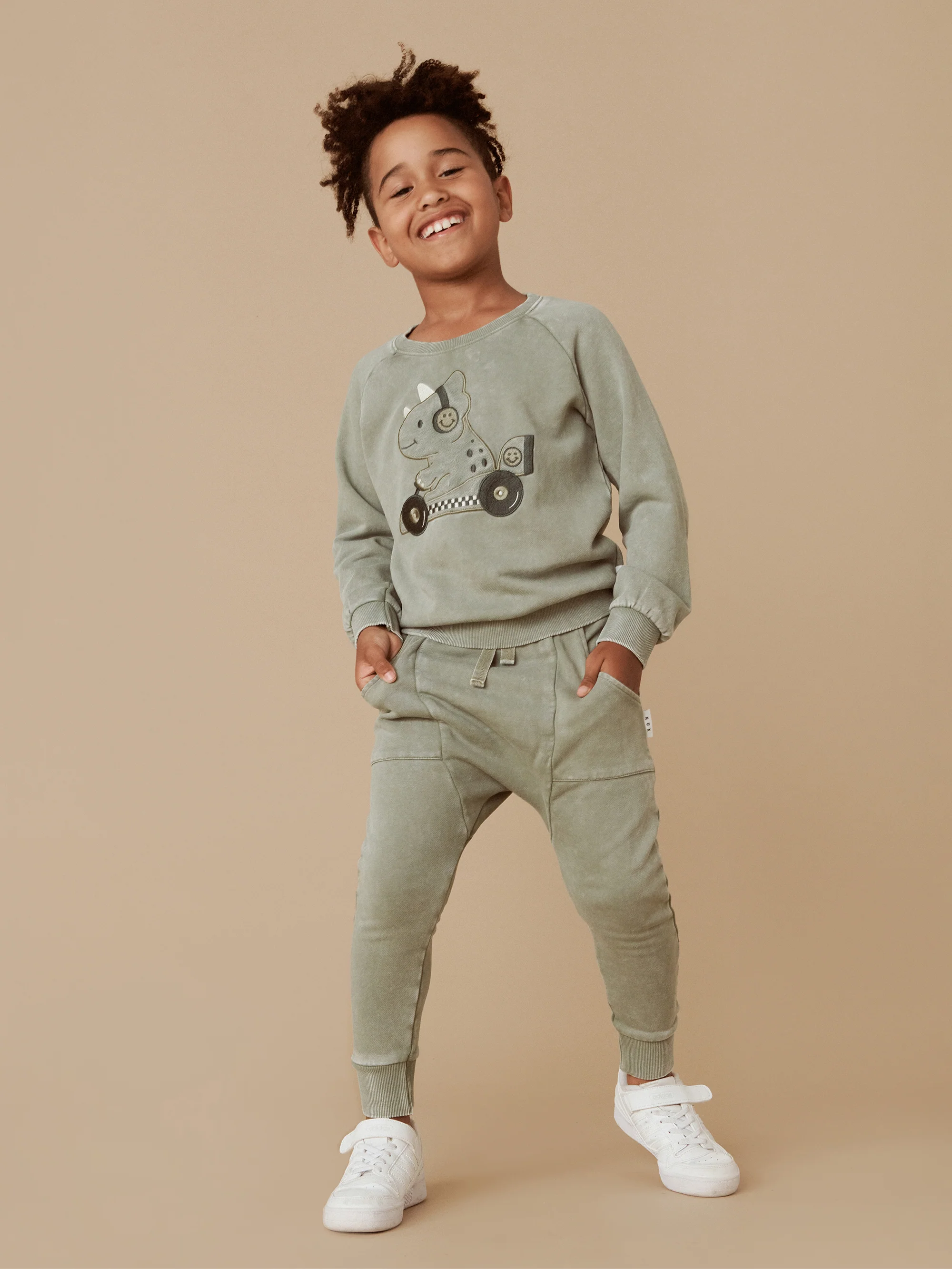 Huxbaby Pocket Drop Crotch Pant - Vintage Fern - Image 2