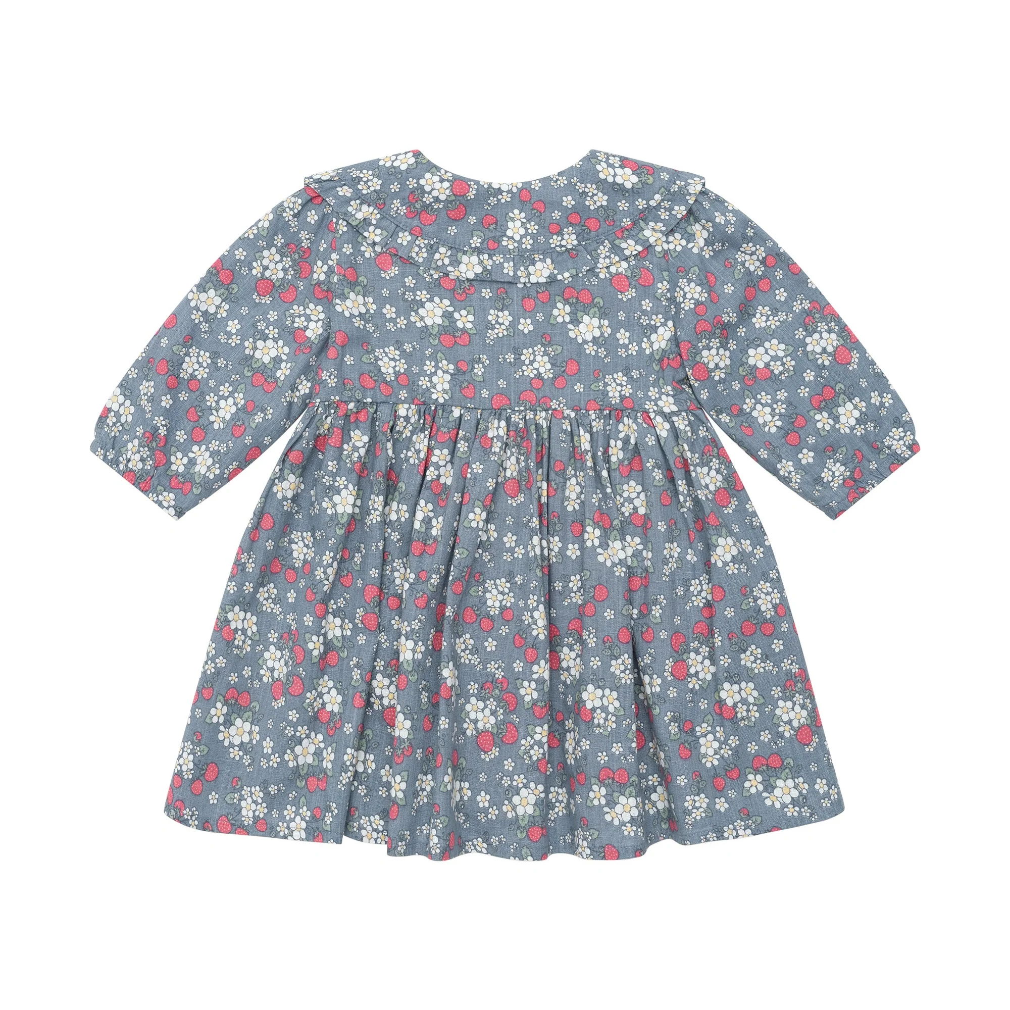 Vintage Strawberry Collar Dress - Dusty Blue - Image 4