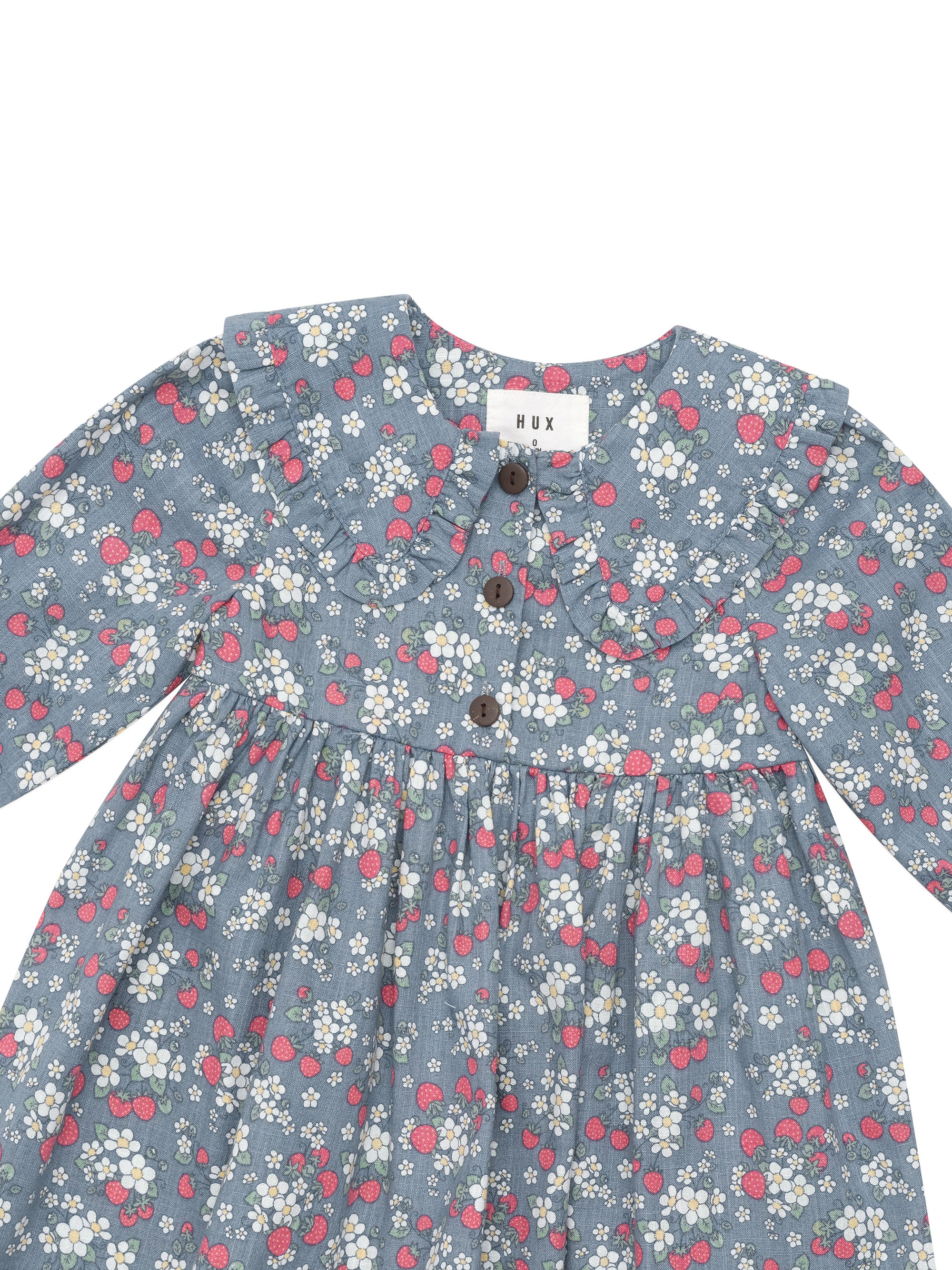 Vintage Strawberry Collar Dress - Dusty Blue - Image 5