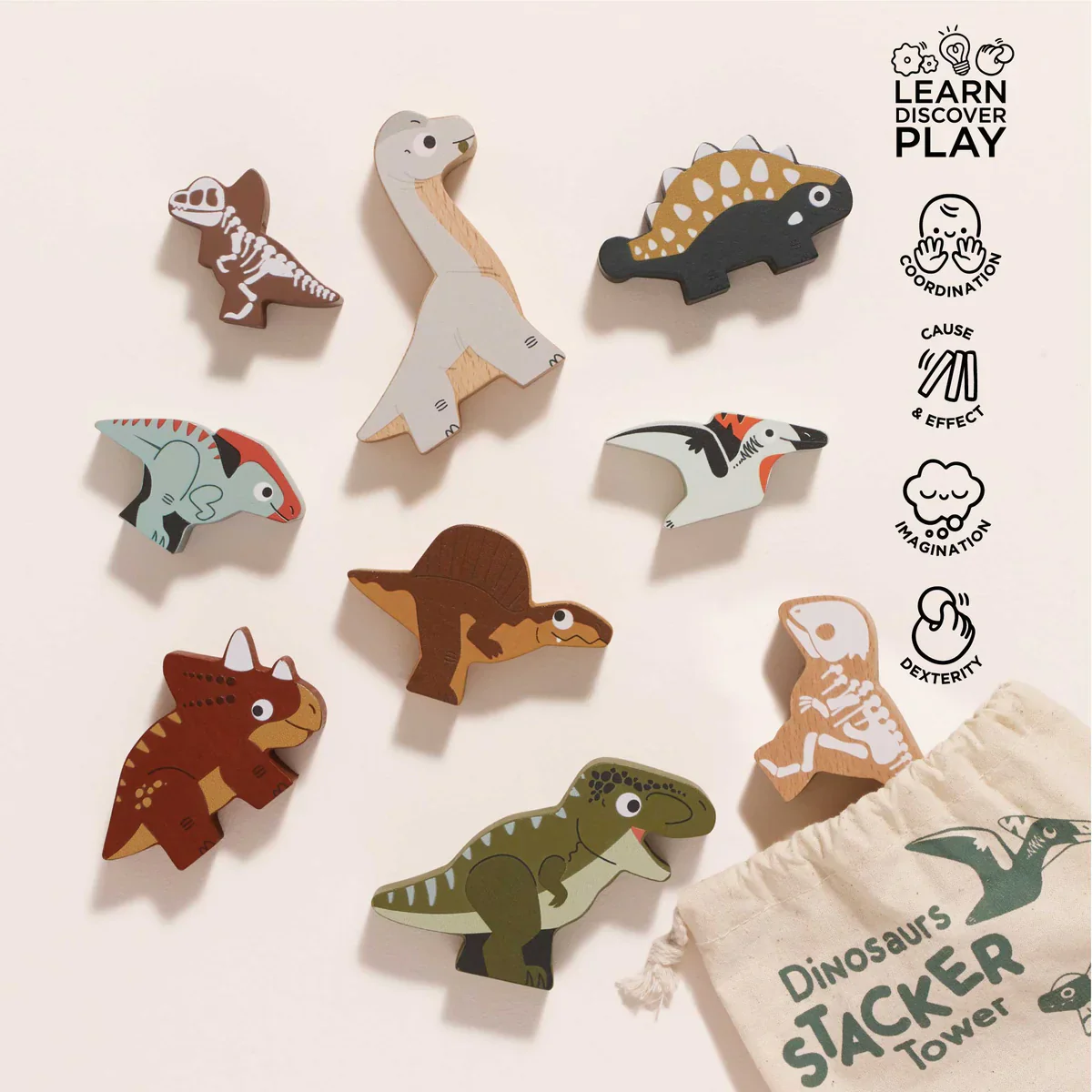 Jurassic Stacking Dinosaurs & Bag - 10 Piece - Image 2