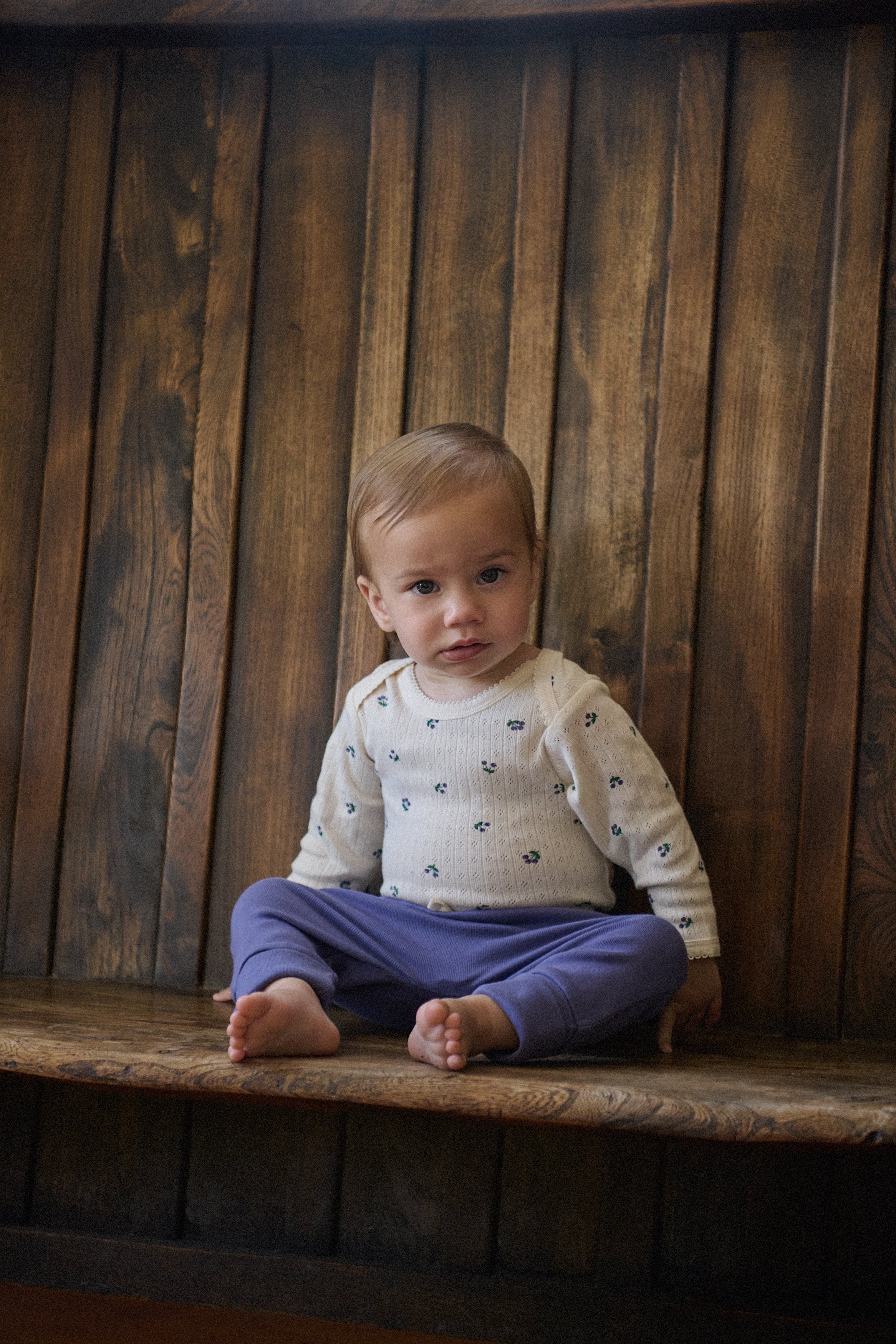 Long Sleeve Bodysuit Pointelle - Winter Berry Print - Image 2