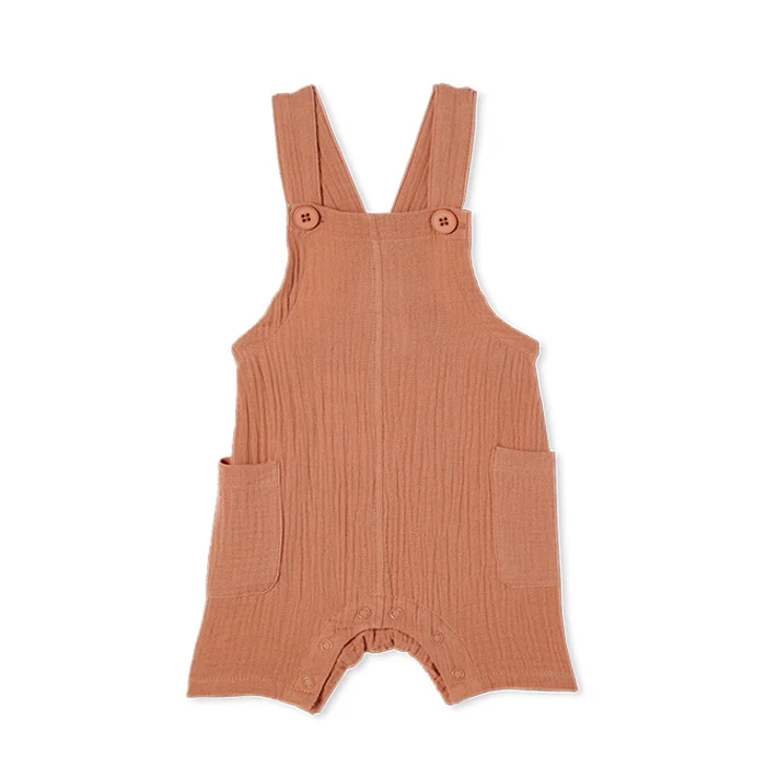 Milky Baby Crinkle Cotton Overall - Chestnut