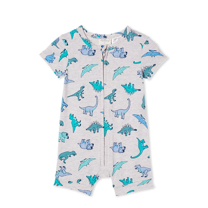 Milky Baby Dinosaur Zip Romper