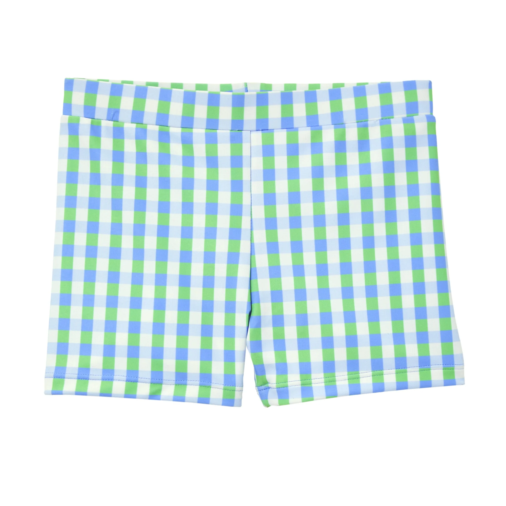 Milky Blue Gingham Swim Short - Ice Blue