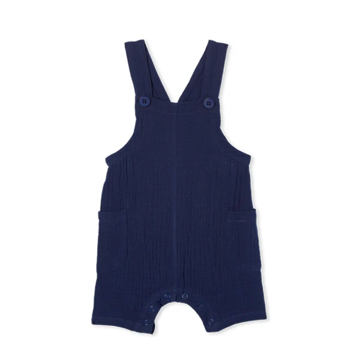 Milky Crinkle Cotton Overall - Navy