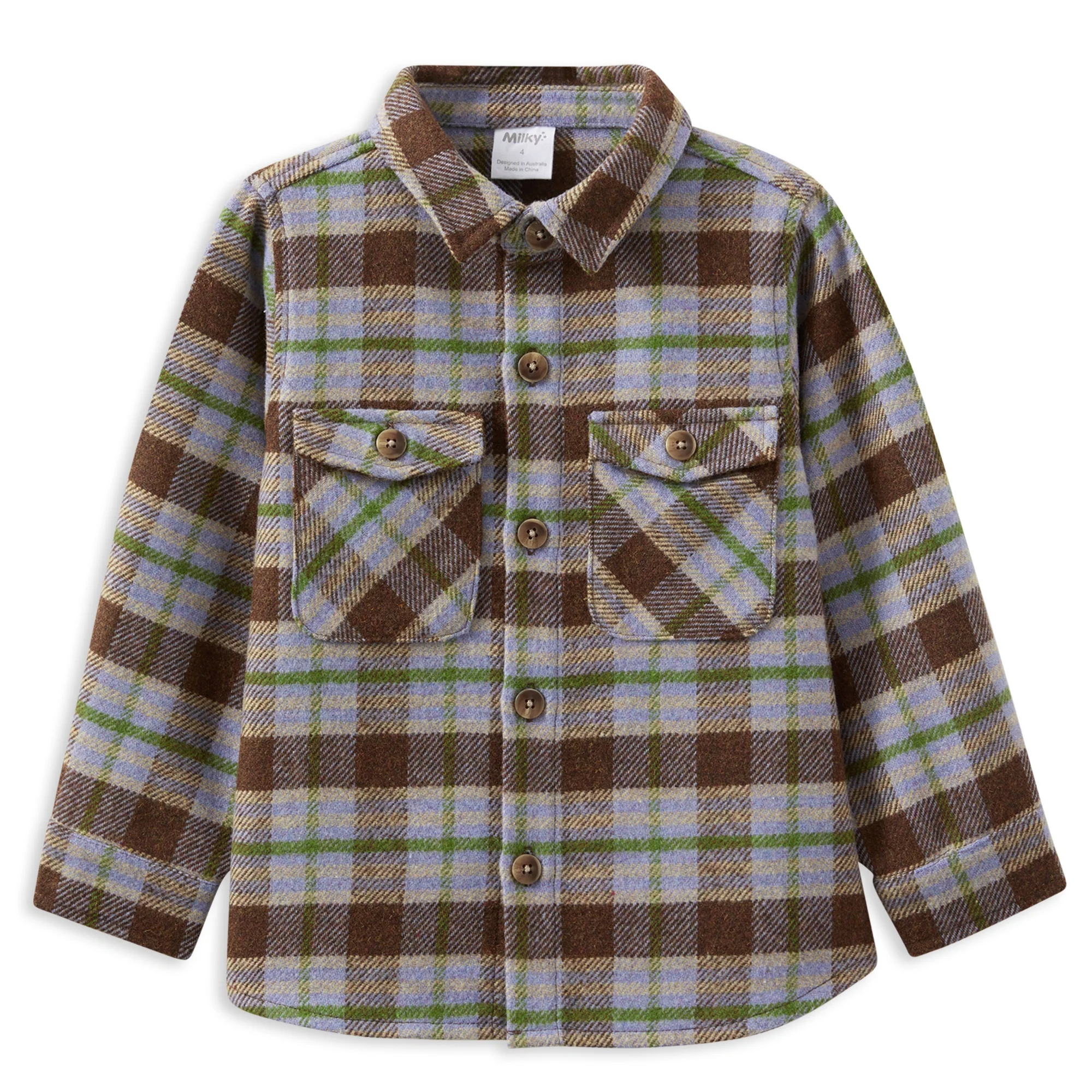 Milky Earth Check Overshirt