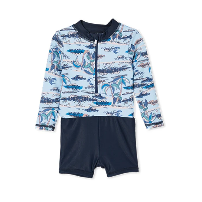 Milky Eden Long Sleeve Swimsuit - Ice Blue