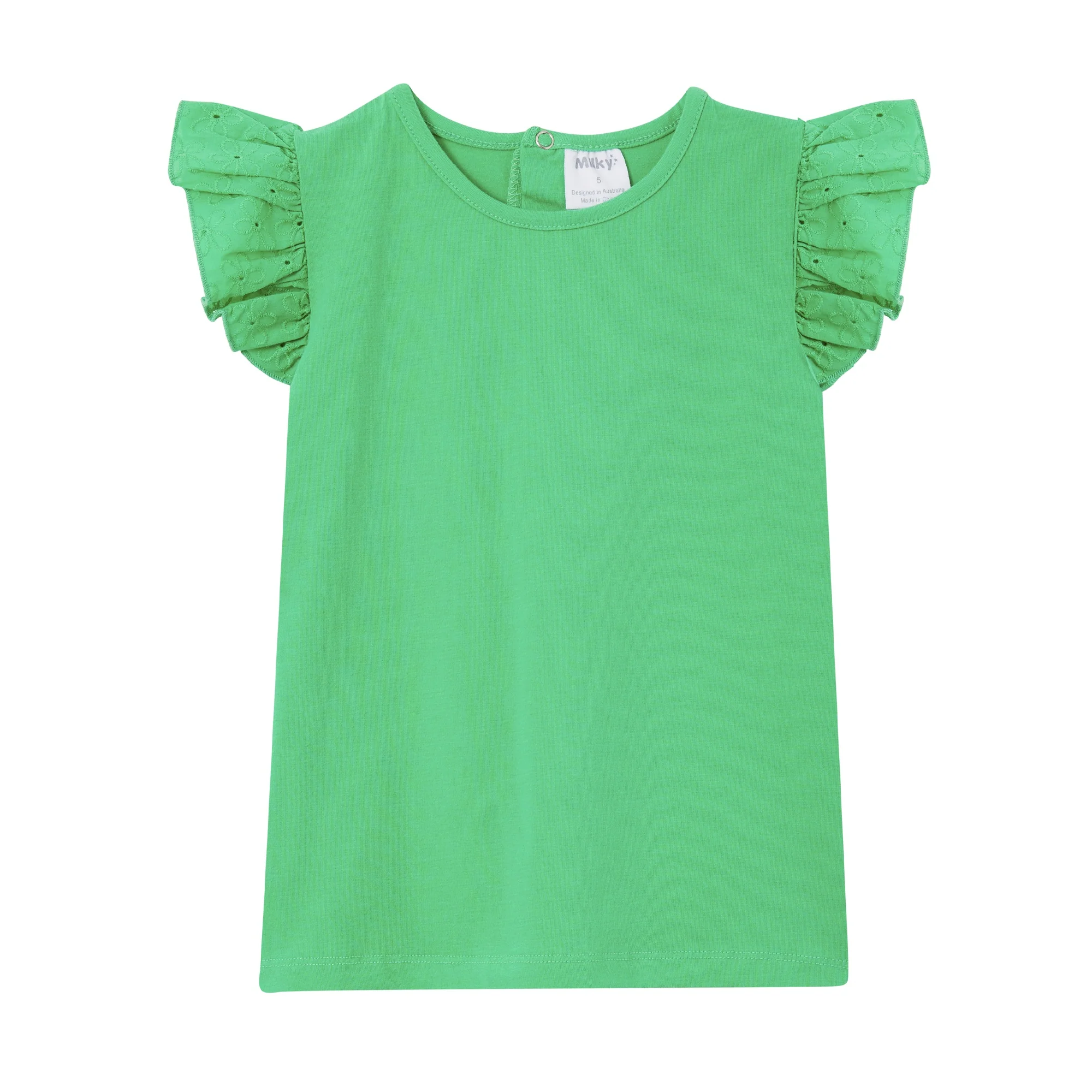 Milky Green Broderie Frill Tee - Irish Green